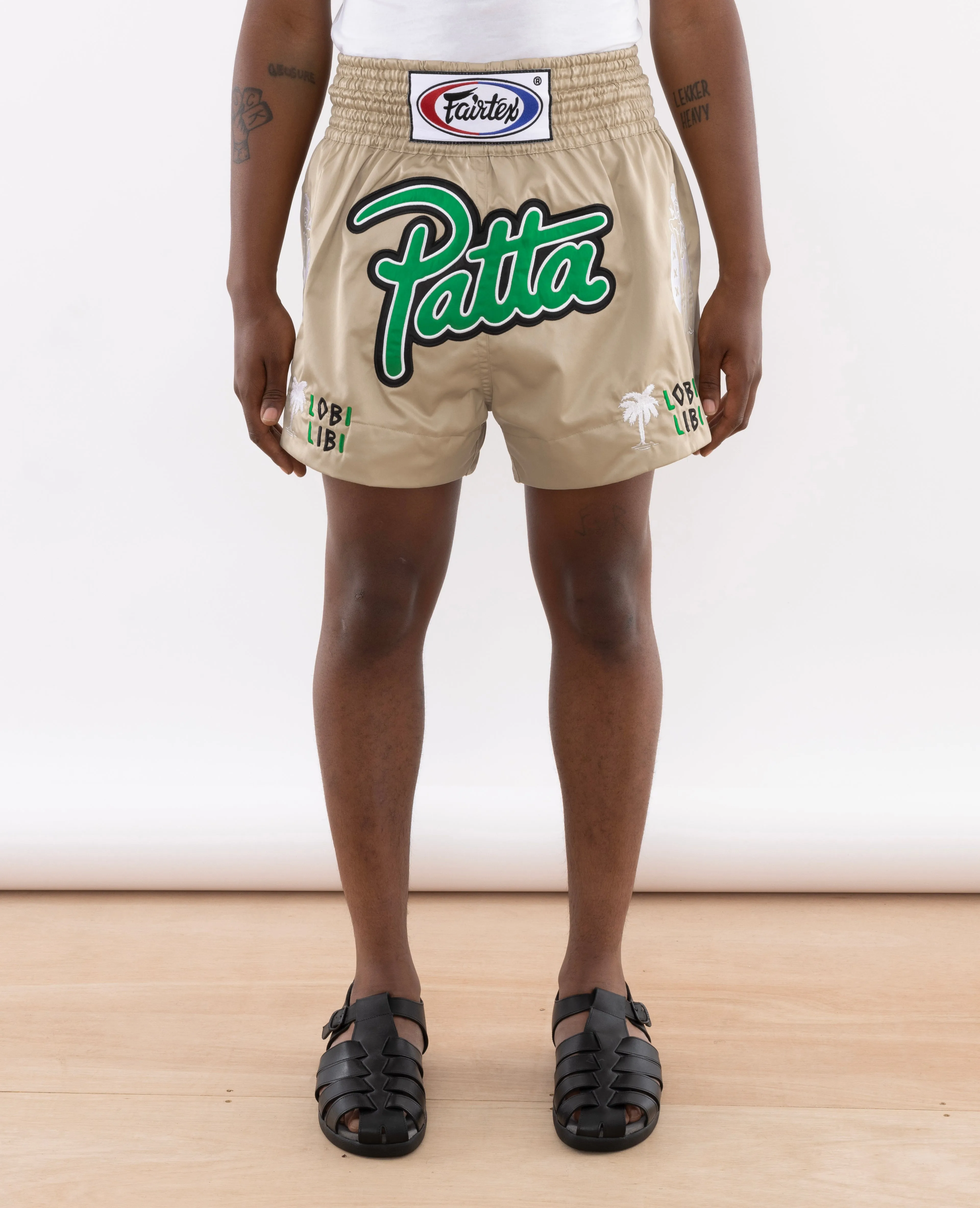 Patta x Fairtex Muay Thai Shorts (Gold/Jolly Green) sold by Patta product image thumbnail 2