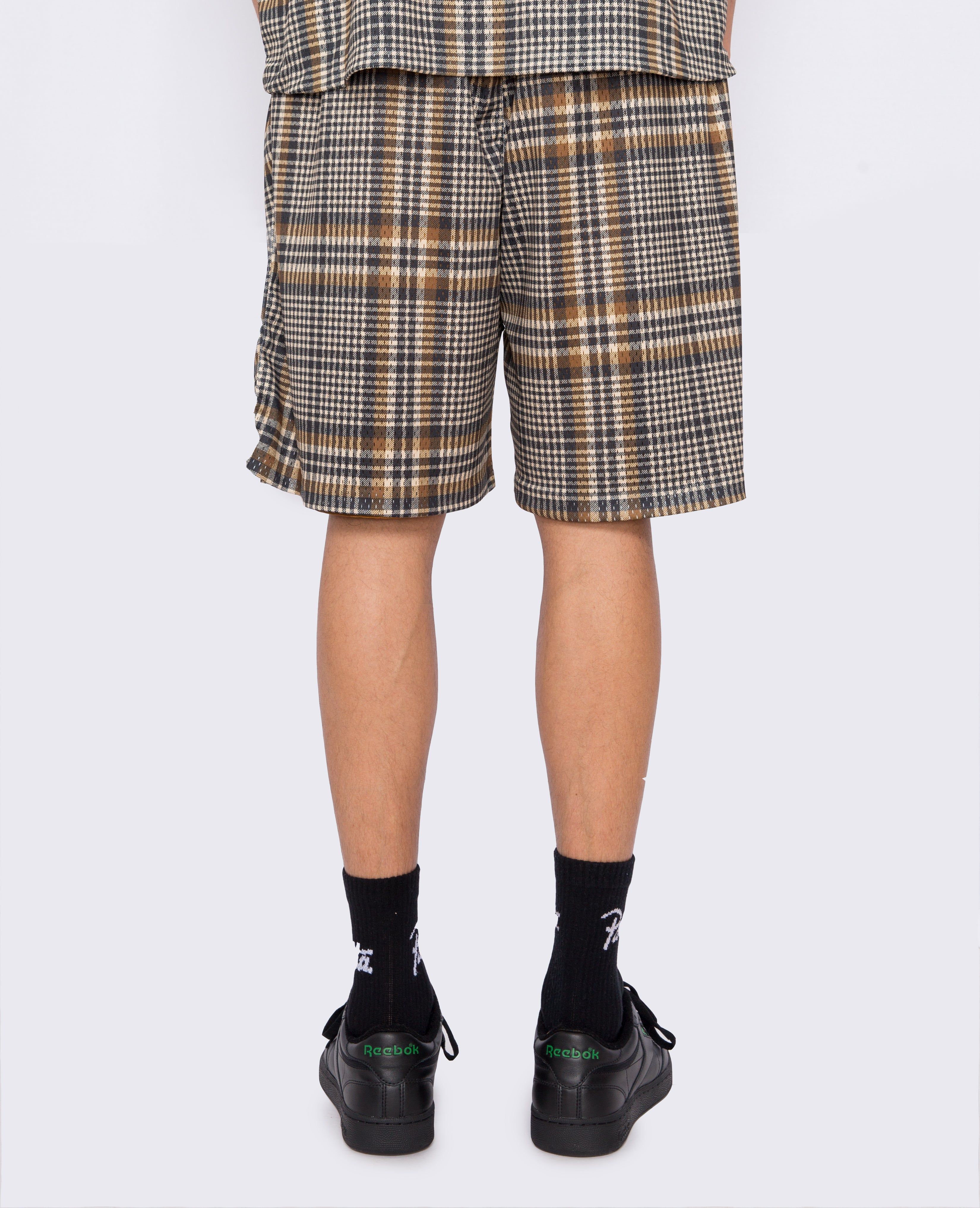 Patta Glen Check Mesh Shorts (Oyster Grey/Monk'S Brown) sold by Patta product image thumbnail 6