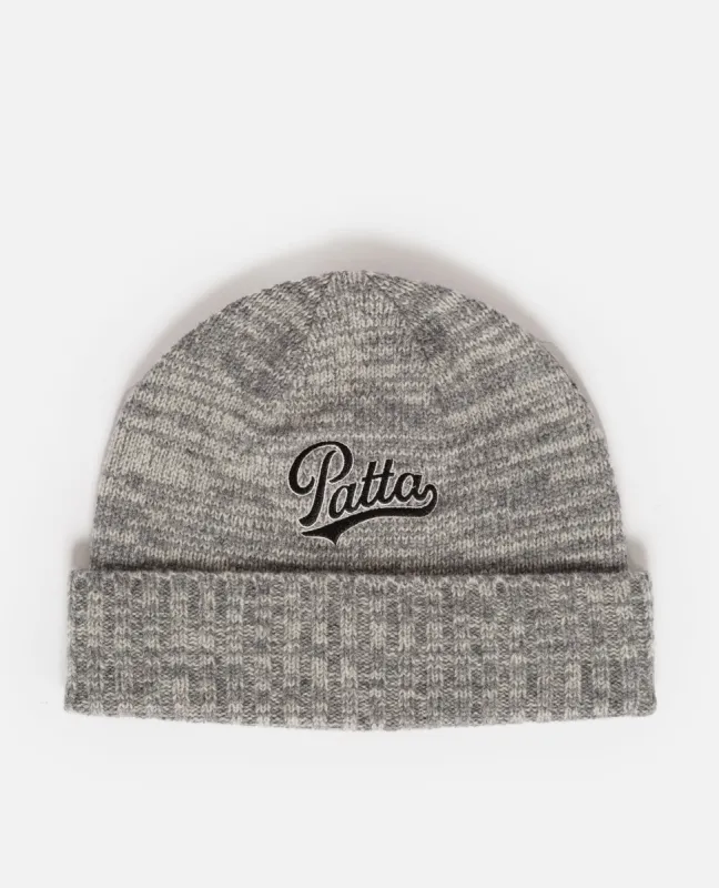 Patta Ribbed Knitted Beanie (Snow Melange Grey) sold by Patta