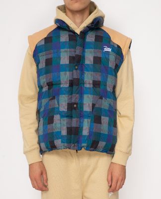 Patta Zip-Off Sleeve Puffer Jacket (Blue Check) made by Patta
