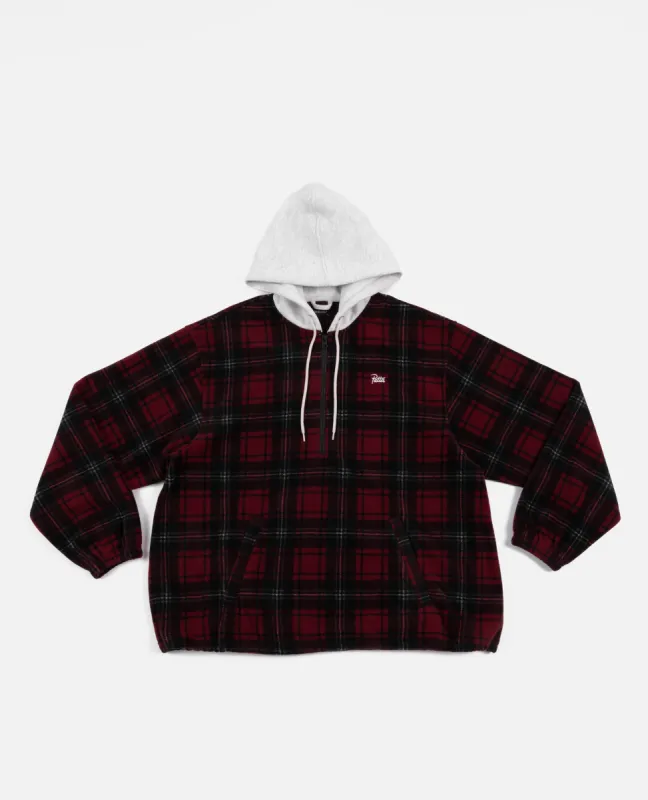 Patta Tartan Fleece Hooded Sweater (Multi/Biking Red) made by Patta