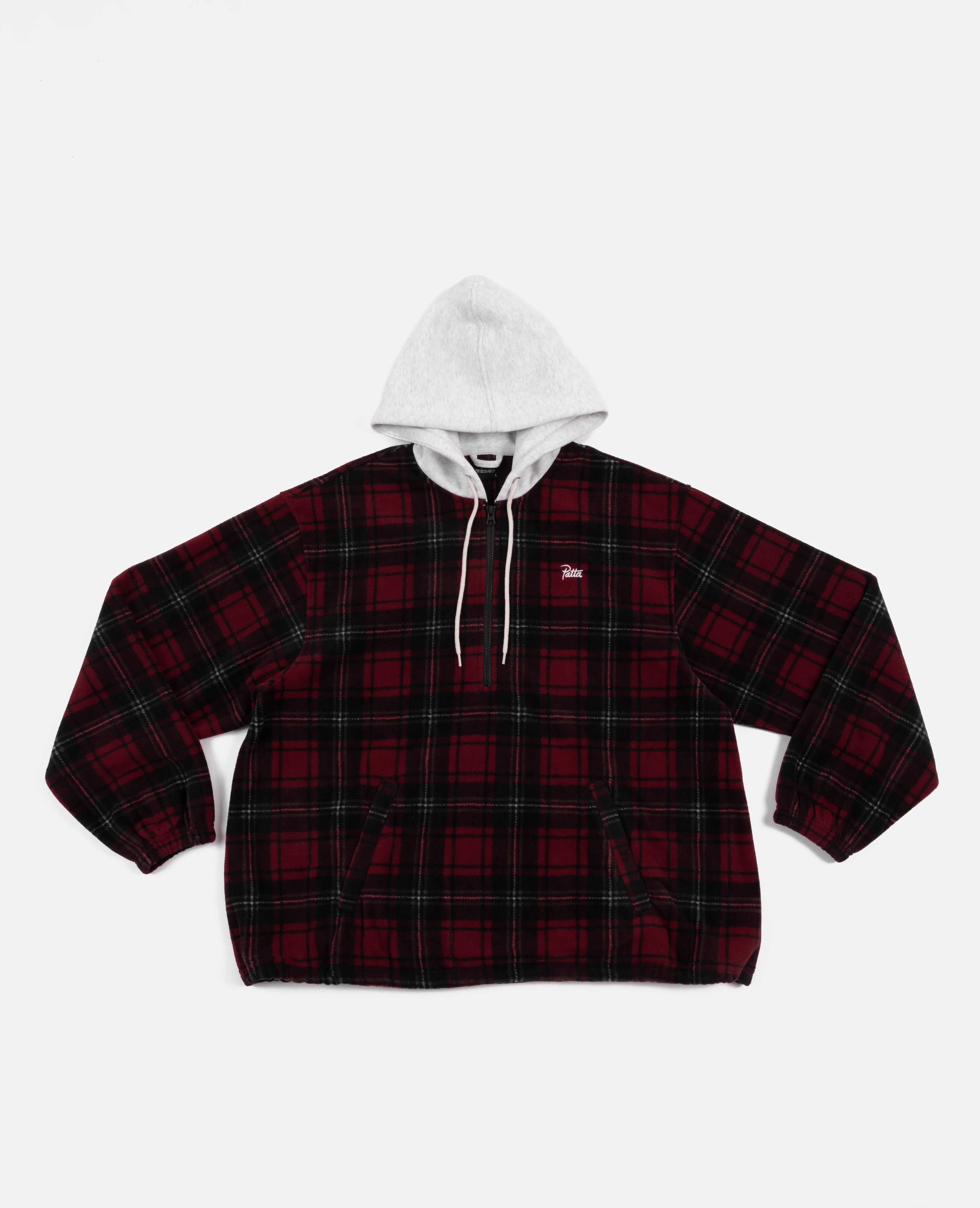 Patta Tartan Fleece Hooded Sweater (Multi/Biking Red) sold by Patta
