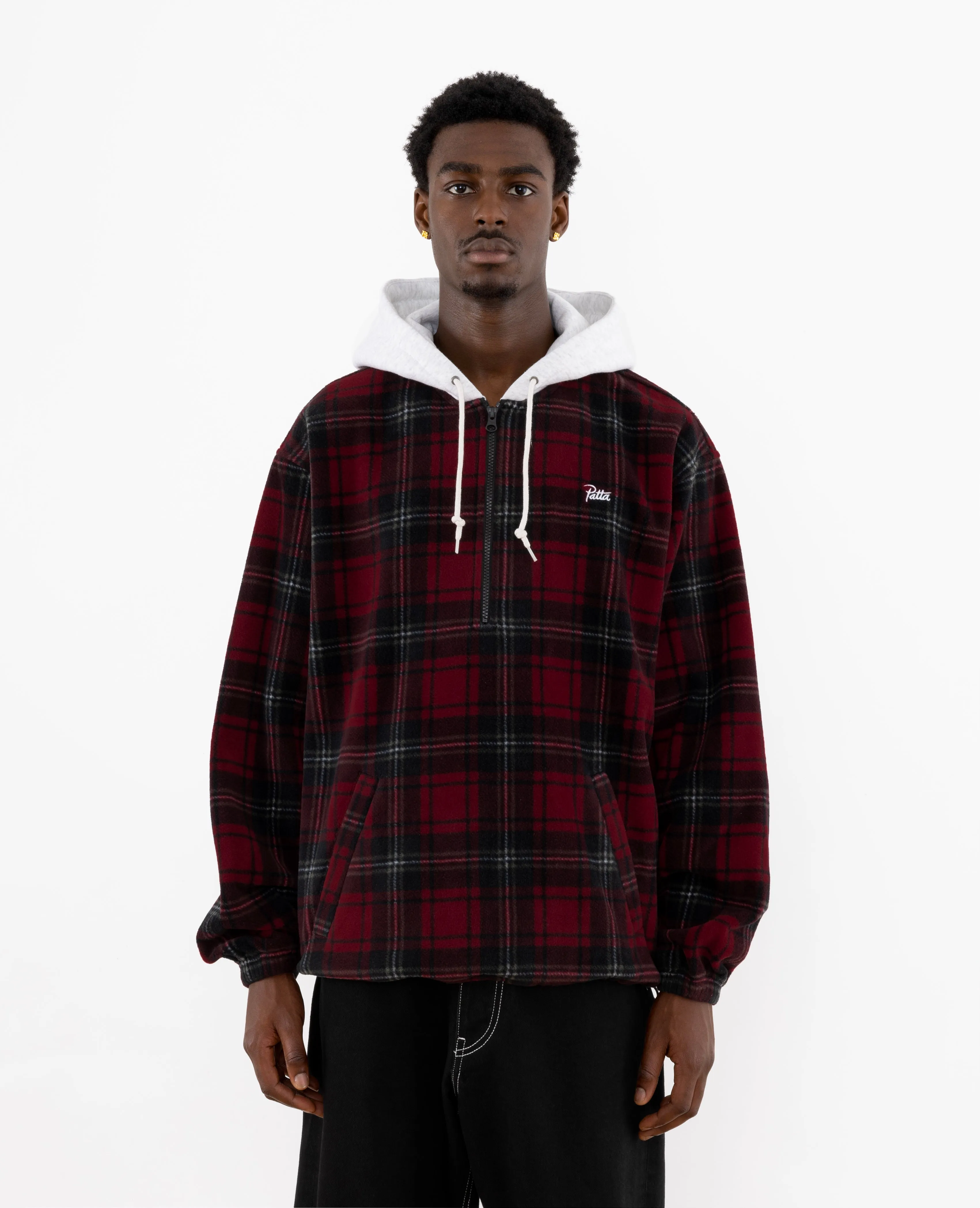 Patta Tartan Fleece Hooded Sweater (Multi/Biking Red) sold by Patta product image thumbnail 2