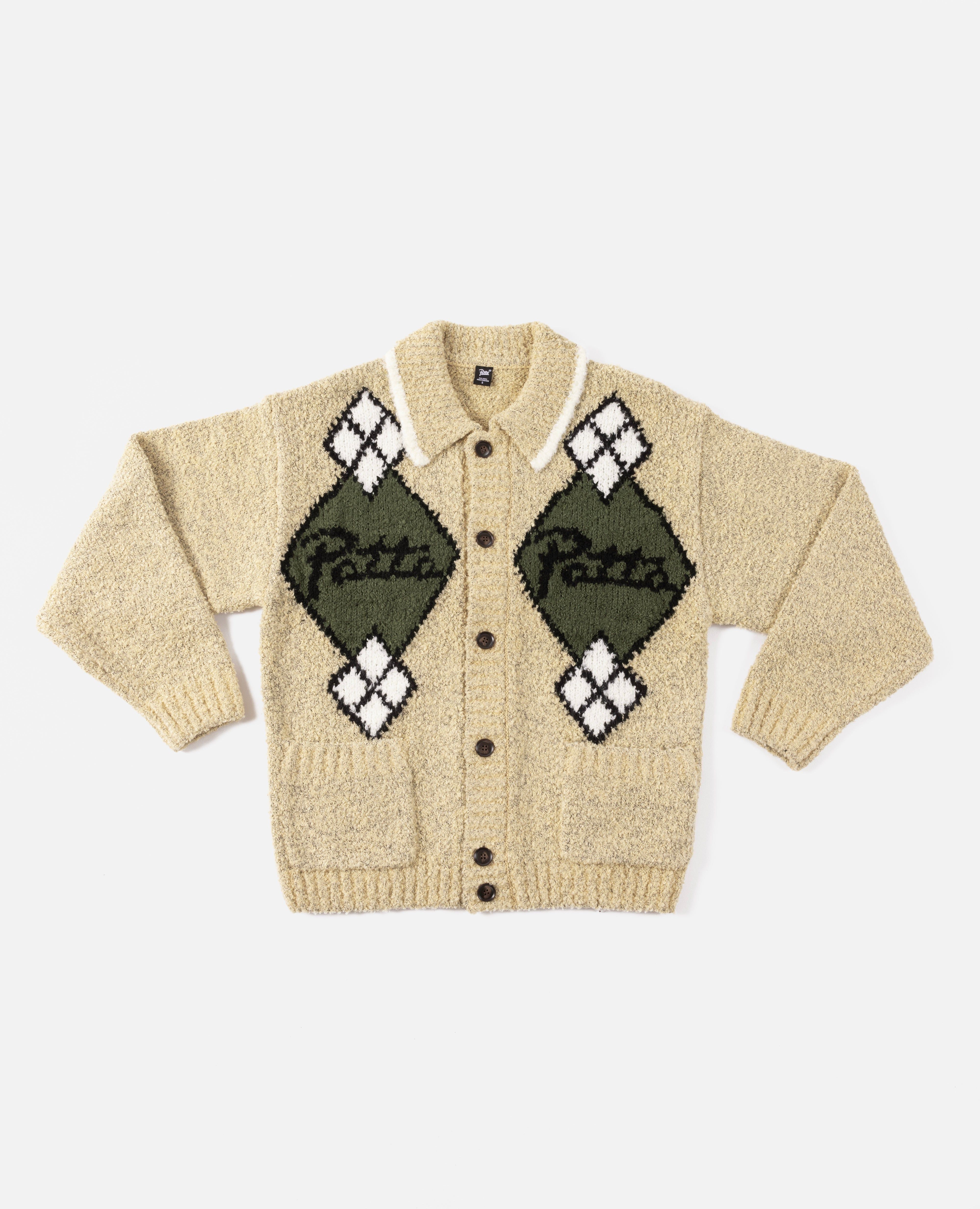 Patta Argyle Knitted Cardigan (Light Brown Melange) sold by Patta