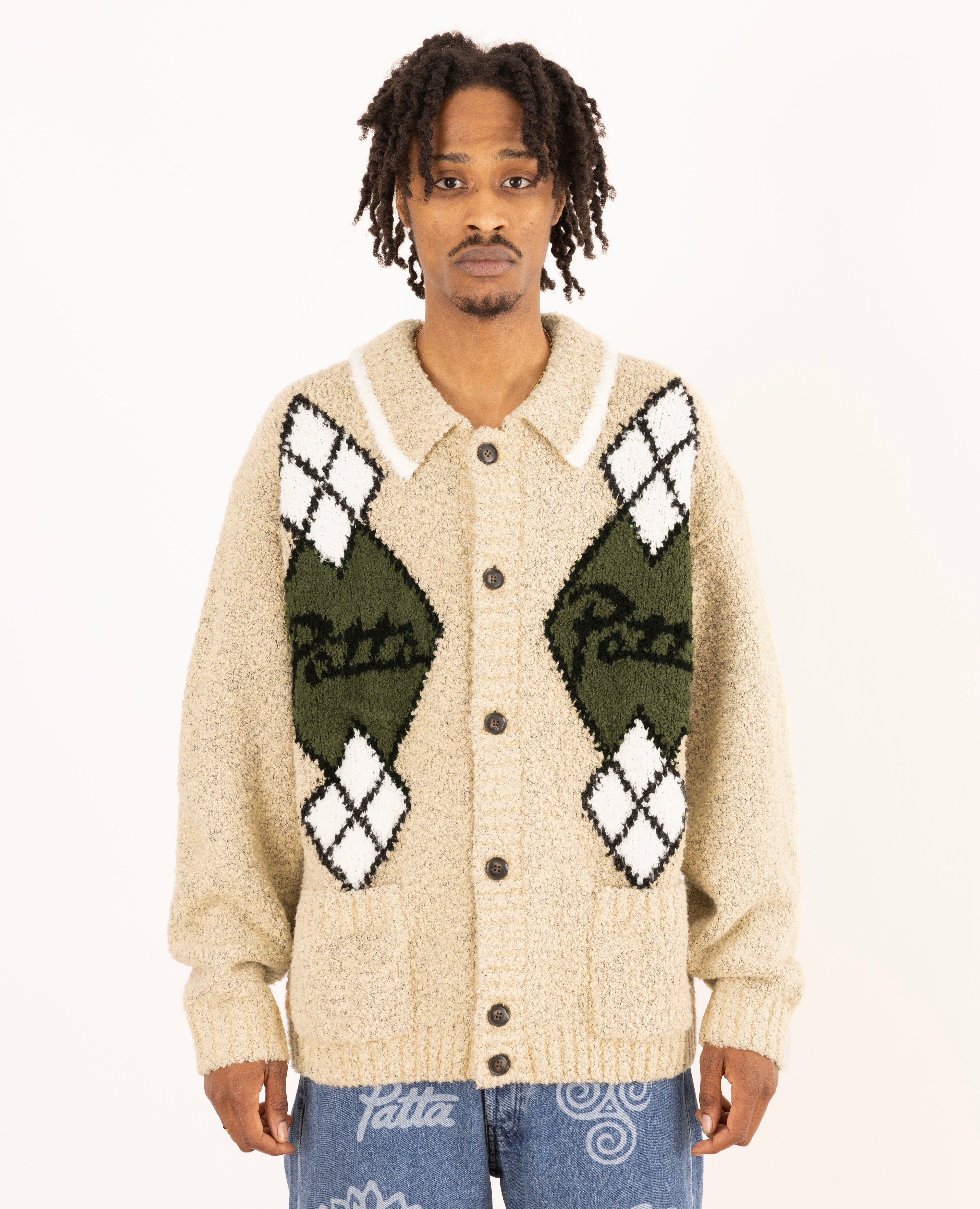 Patta Argyle Knitted Cardigan (Light Brown Melange) sold by Patta product image thumbnail 2