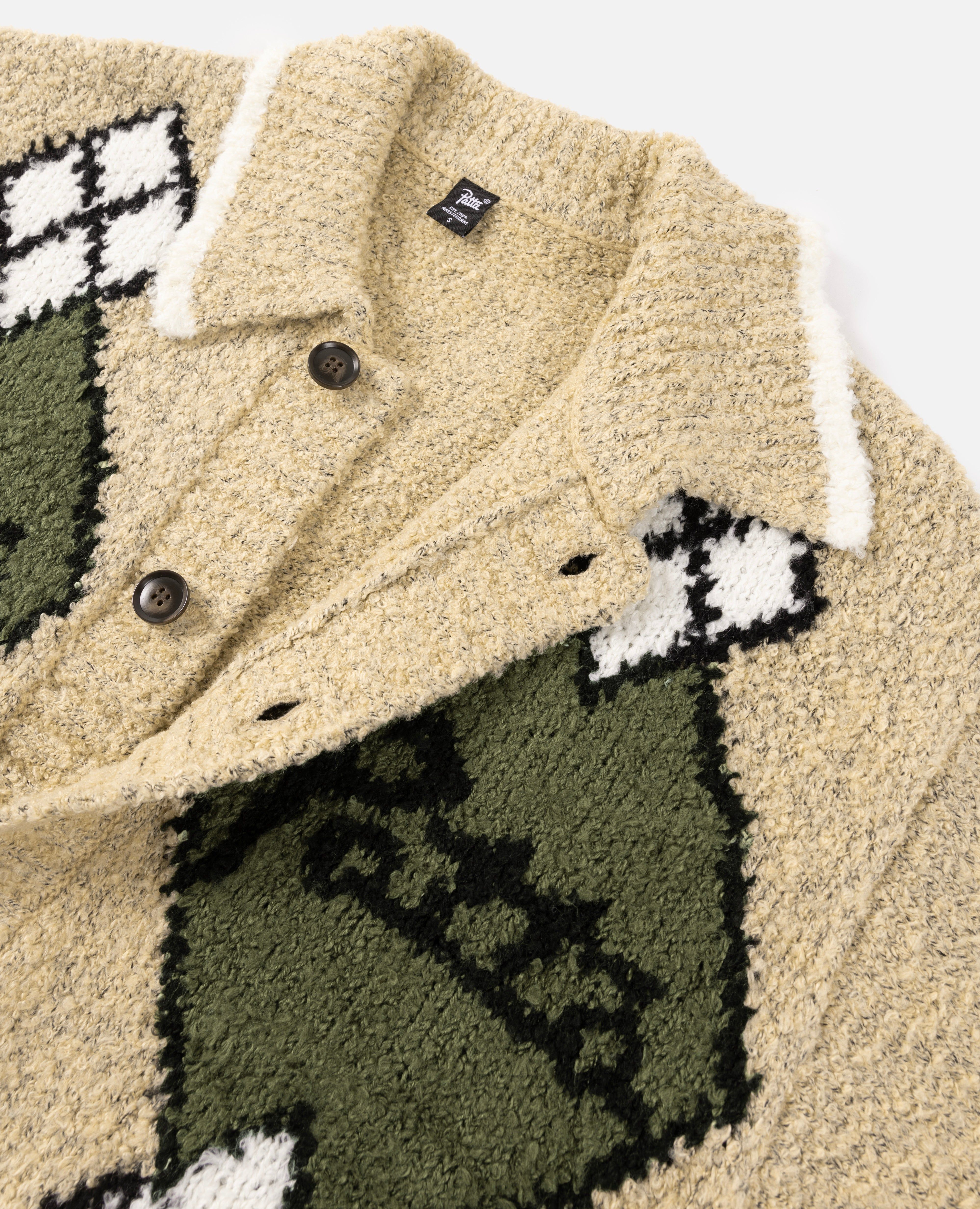 Patta Argyle Knitted Cardigan (Light Brown Melange) sold by Patta product image thumbnail 4
