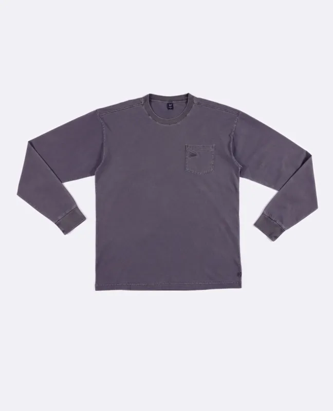 Basic Washed Pocket Longsleeve T-Shirt (Odyssey Gray) sold by Patta