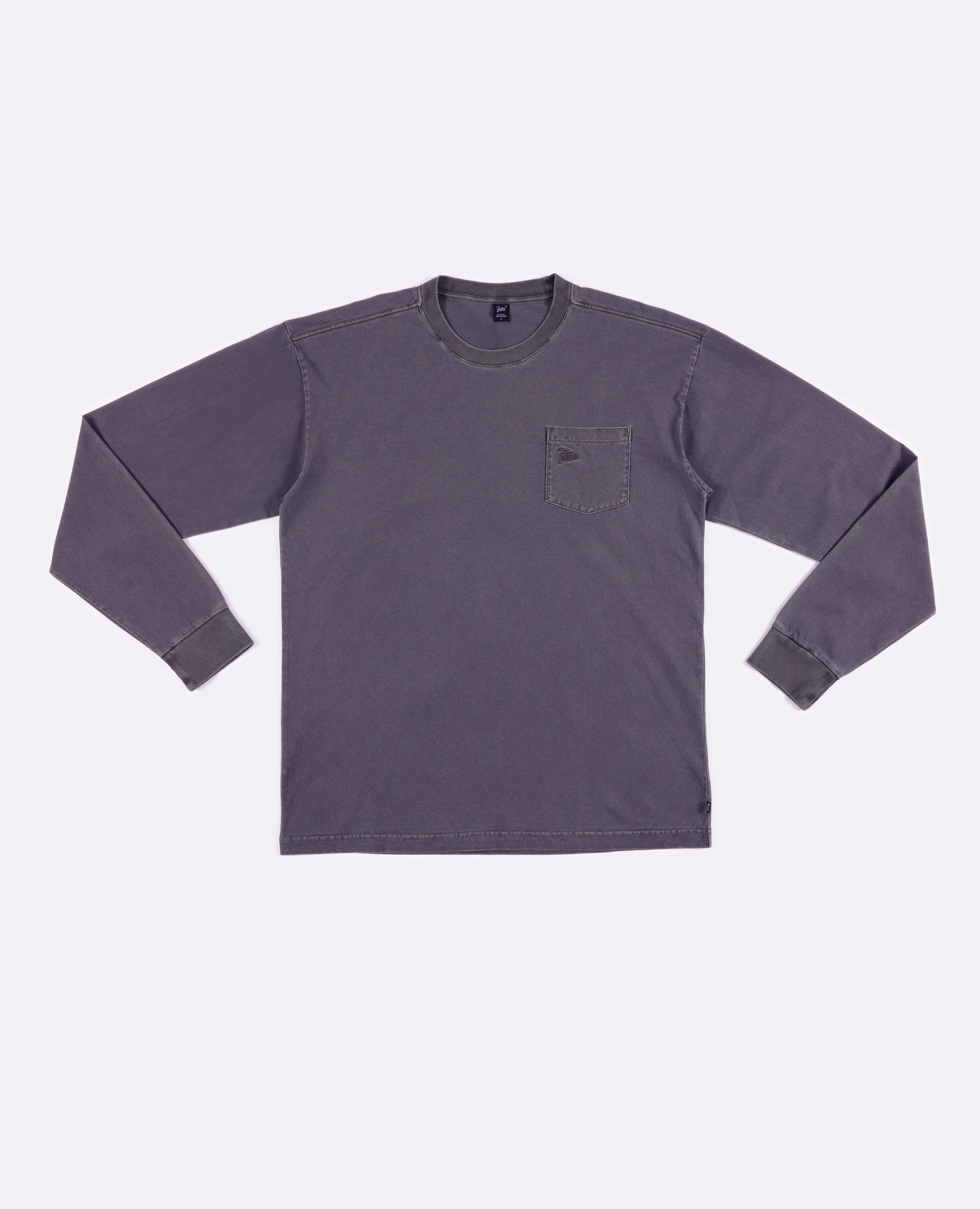 Basic Washed Pocket Longsleeve T-Shirt (Odyssey Gray) sold by Patta