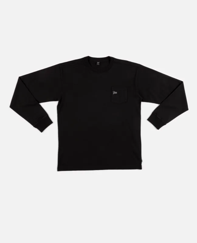 Patta Basic Washed Pocket Longsleeve T-Shirt (Black) sold by Patta
