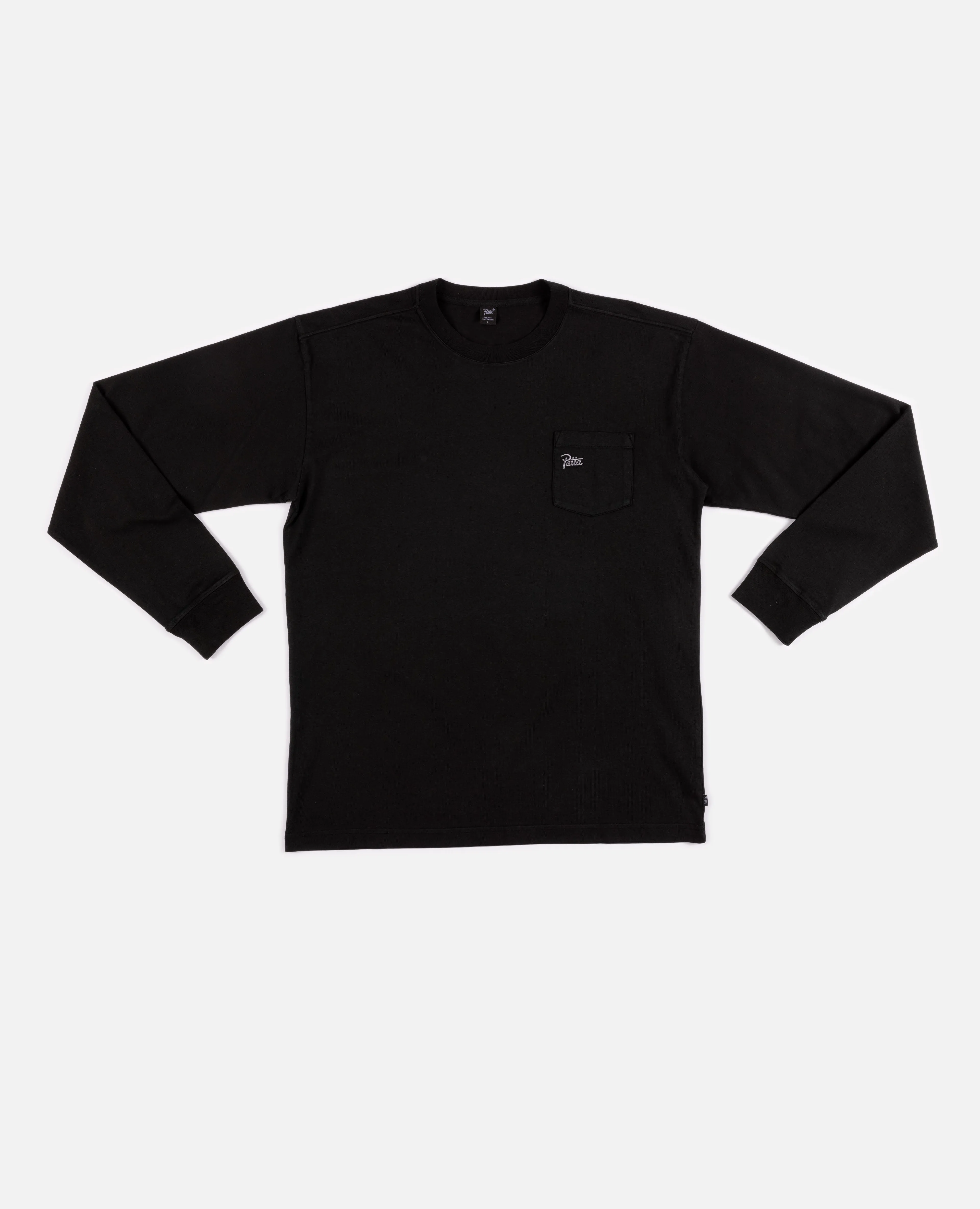 Patta Basic Washed Pocket Longsleeve T-Shirt (Black) sold by Patta