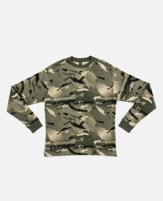 Woodland Camo Waffle Long Sleeve Top | Parallel