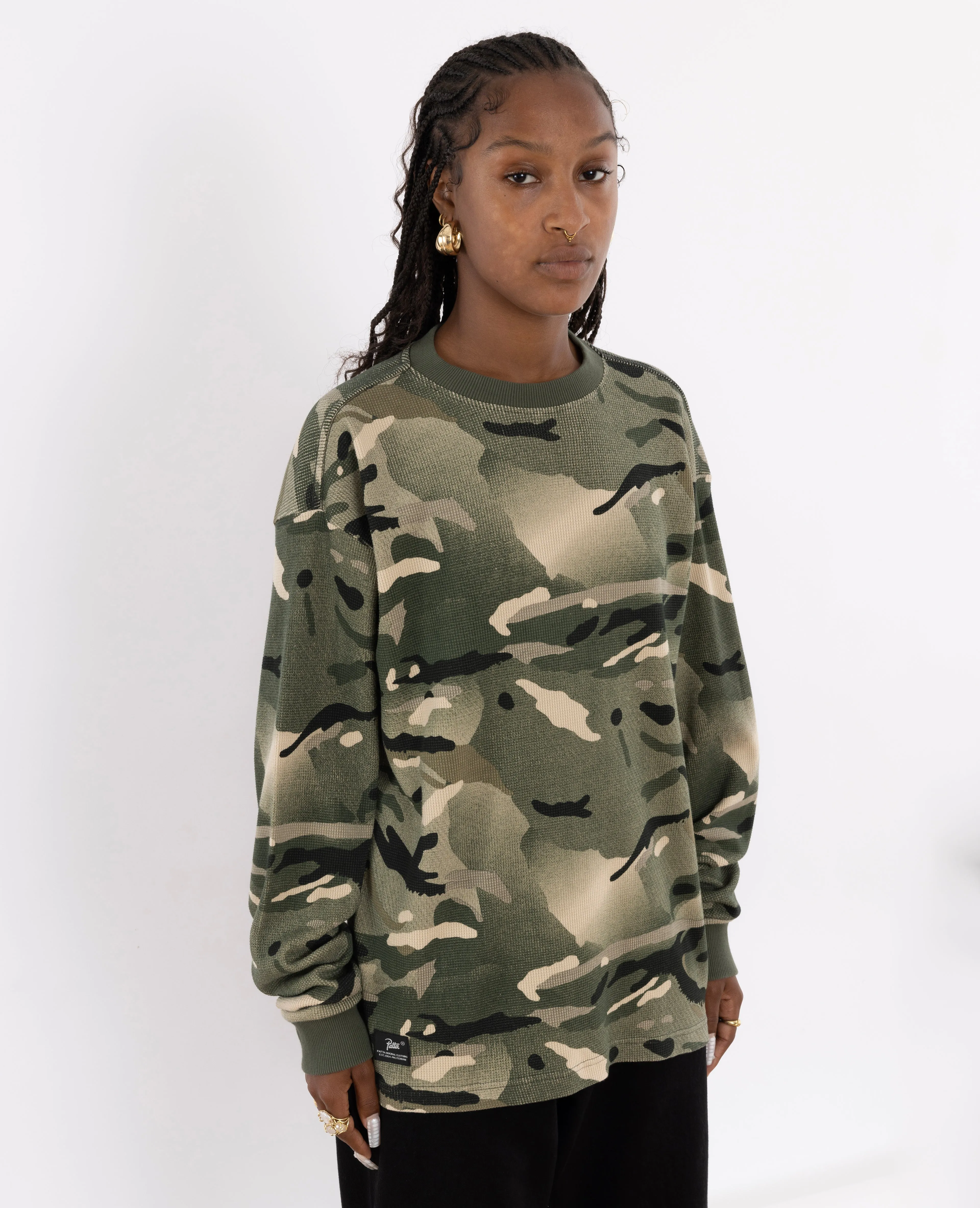 Patta Spray Camo Waffle Longsleeve T-Shirt (Multi/Spray Camo) sold by Patta product image thumbnail 5