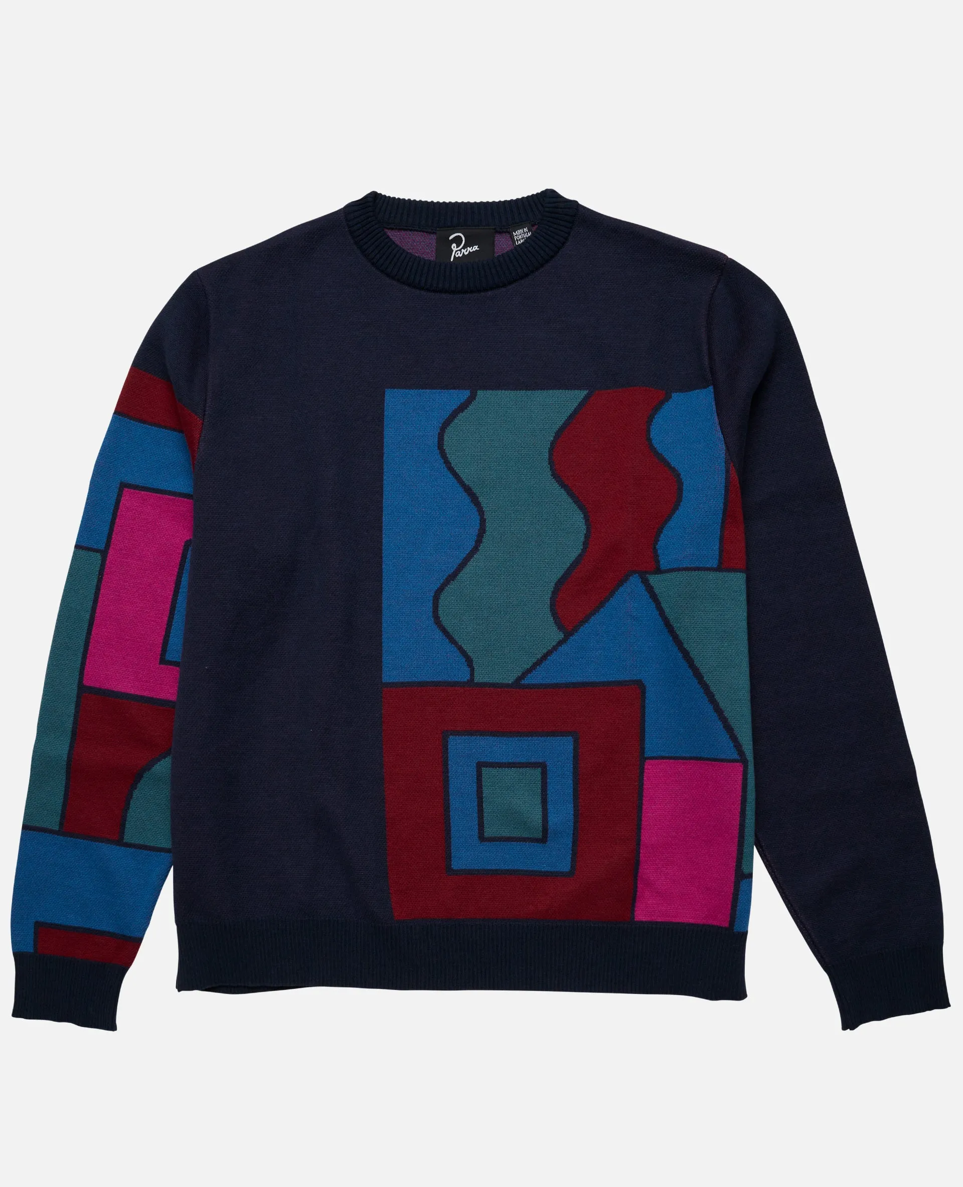 byParra Blocked Landscape Knitted Pullover (Navy) sold by Patta