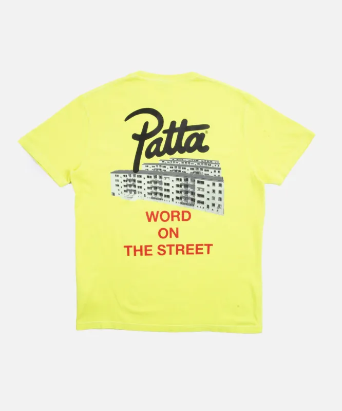 Patta Word On The Street T-Shirt (Fluoro Yellow) sold by Patta