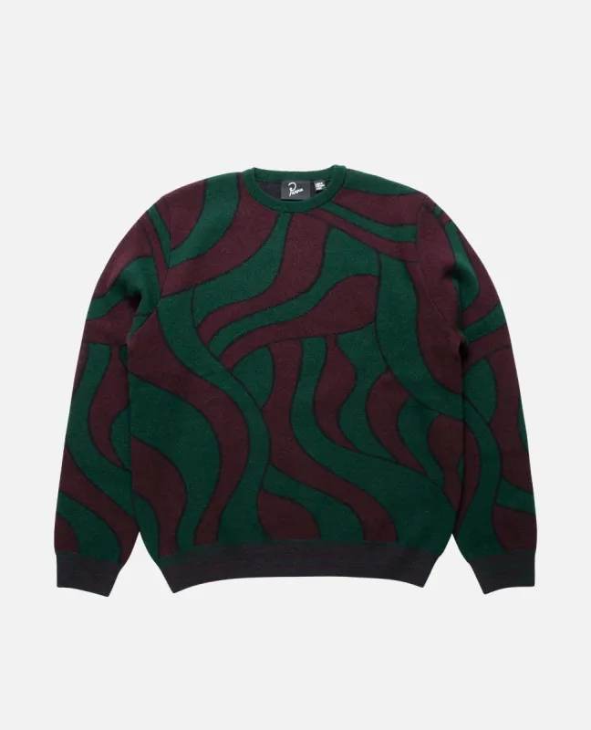 byParra Distorted Waves Knitted Pullover (Pine Green) sold by Patta
