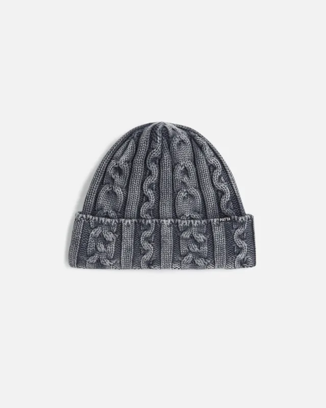Patta Cold Dyed Cable Knitted Beanie (Titanium) sold by Patta