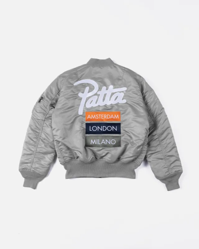 Patta x Alpha Industries MA-1 Celebration Jacket (Silver/Orange) sold by Patta