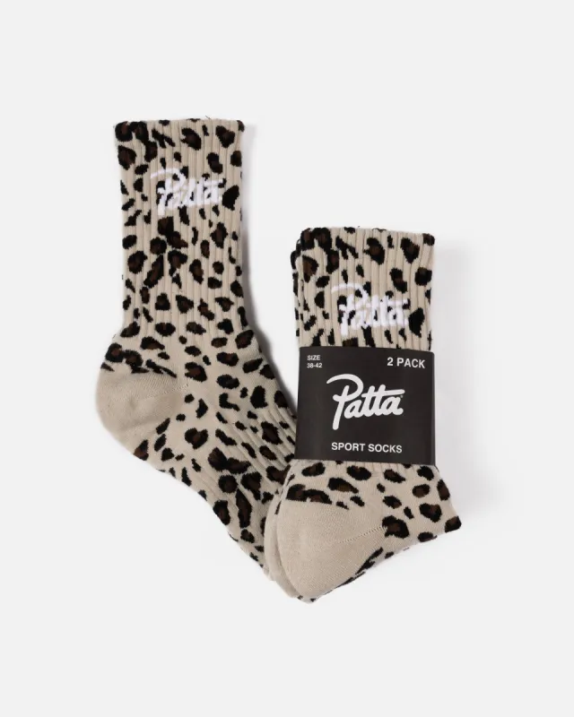 Patta Leopard Script Logo Sport Socks (1 Pack) (Multi) sold by Patta