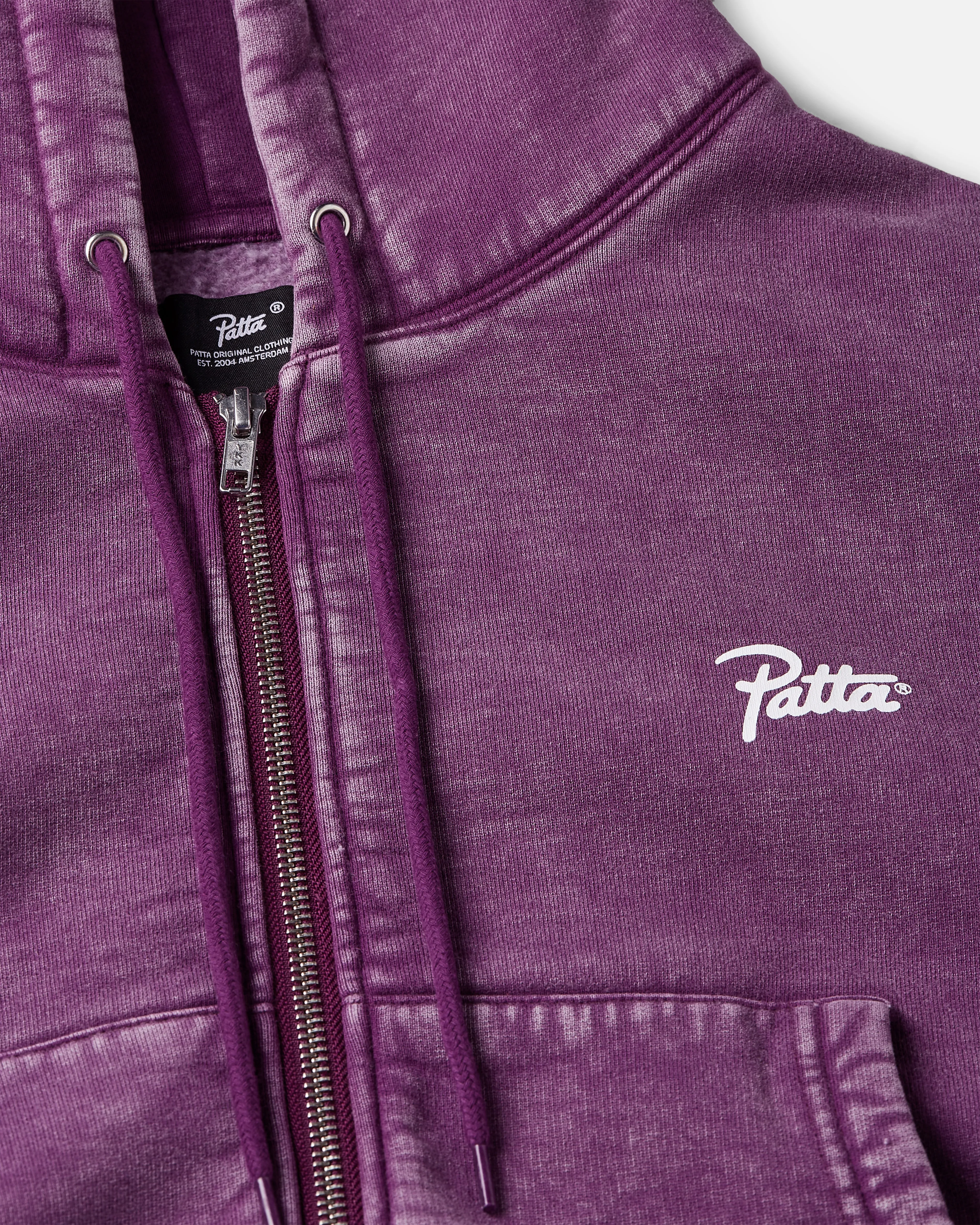 Patta Femme Acid Wash Cropped Zip-Up Hooded Sweater (Dark Purple ) sold by Patta product image thumbnail 5
