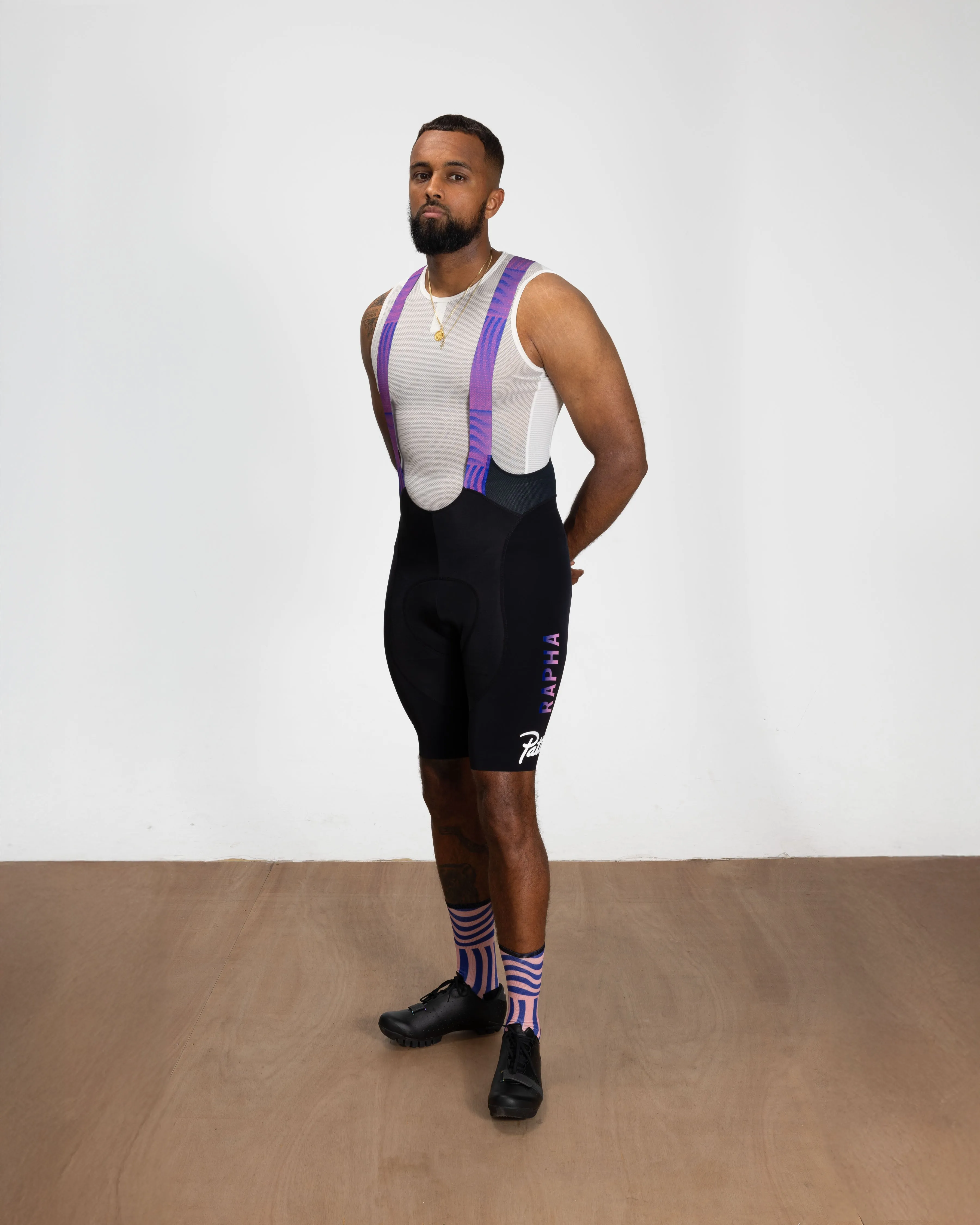 Patta x Rapha Men's Pro Team Bib Shorts (Flamingo Pink/Royal Blue/Black) sold by Patta product image thumbnail 5