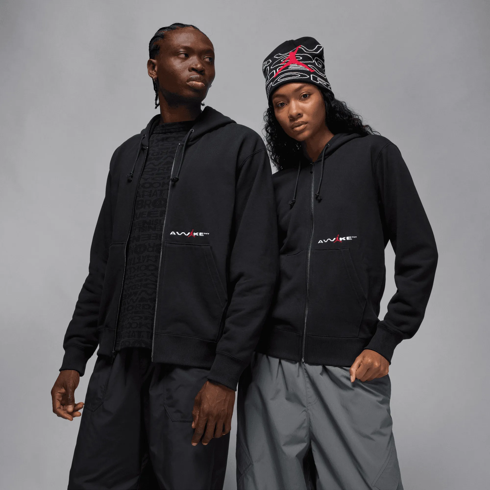 Jordan x Awake NY Full-Zip Fleece Hoodie (Black/University Red) sold by Patta