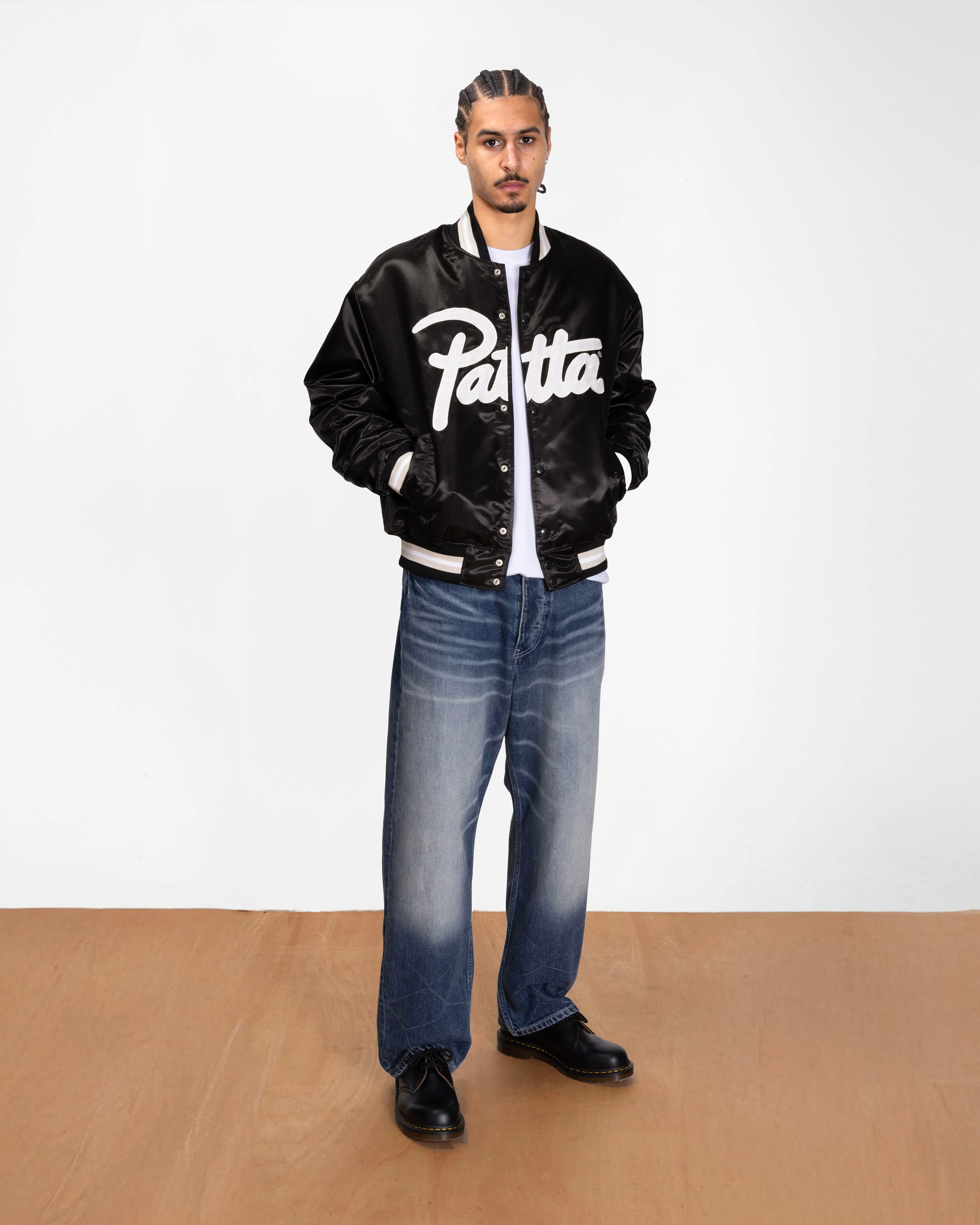 Patta Script Logo Satin Varsity Jacket (Black) sold by Patta product image thumbnail 4
