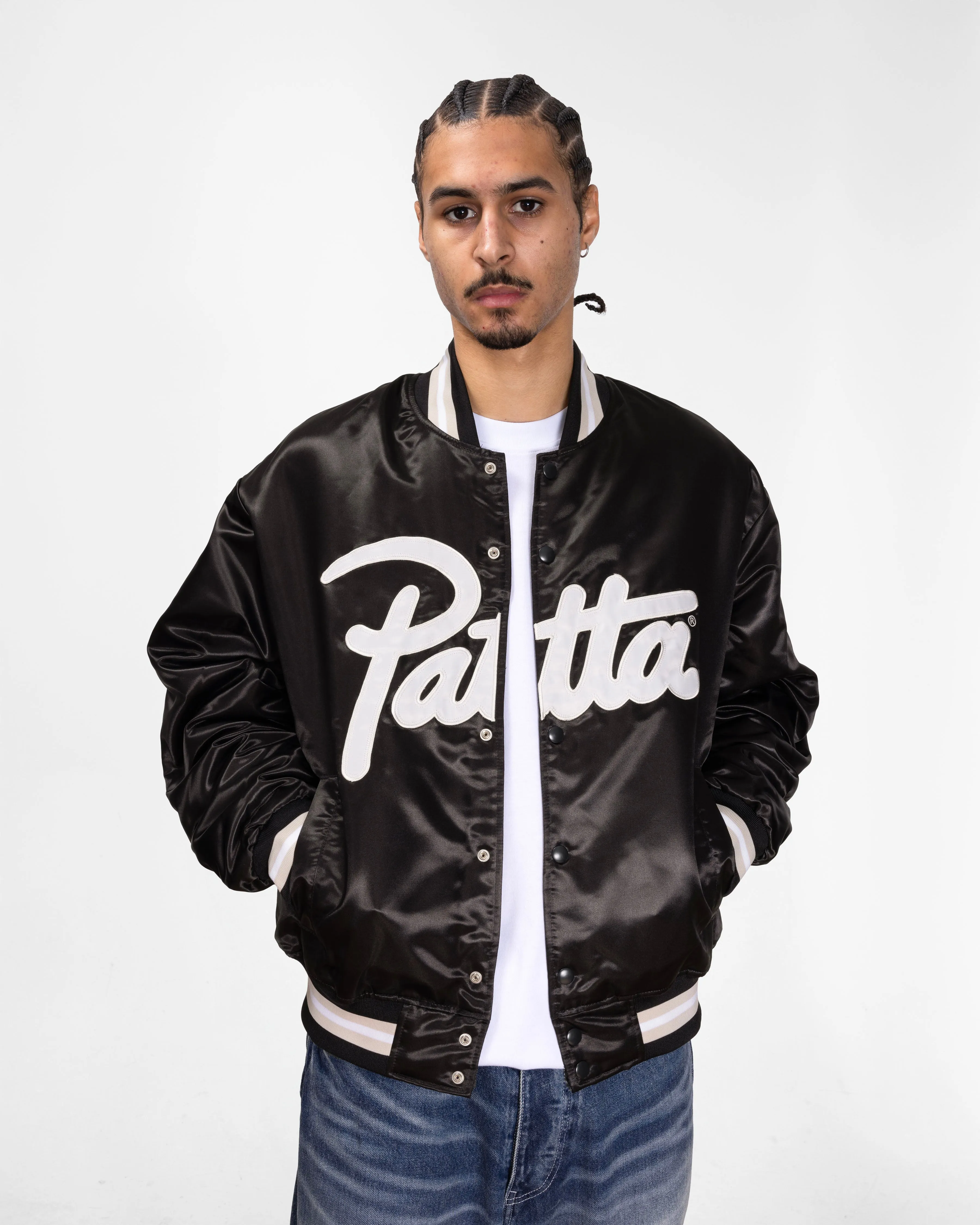 Patta Script Logo Satin Varsity Jacket (Black) sold by Patta product image thumbnail 5