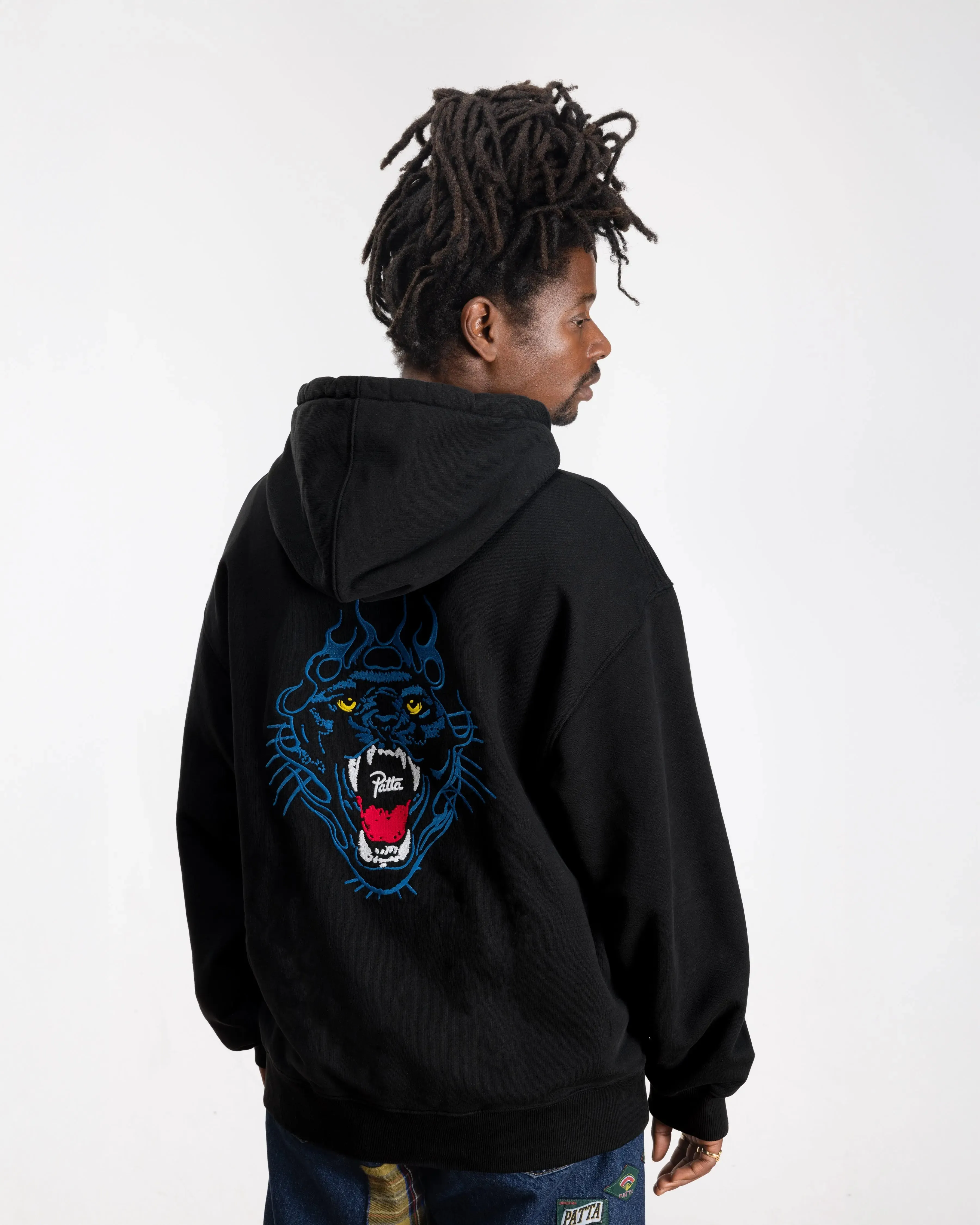Patta Embroidered Fire Panther Hooded Sweater (Black) sold by Patta product image thumbnail 3