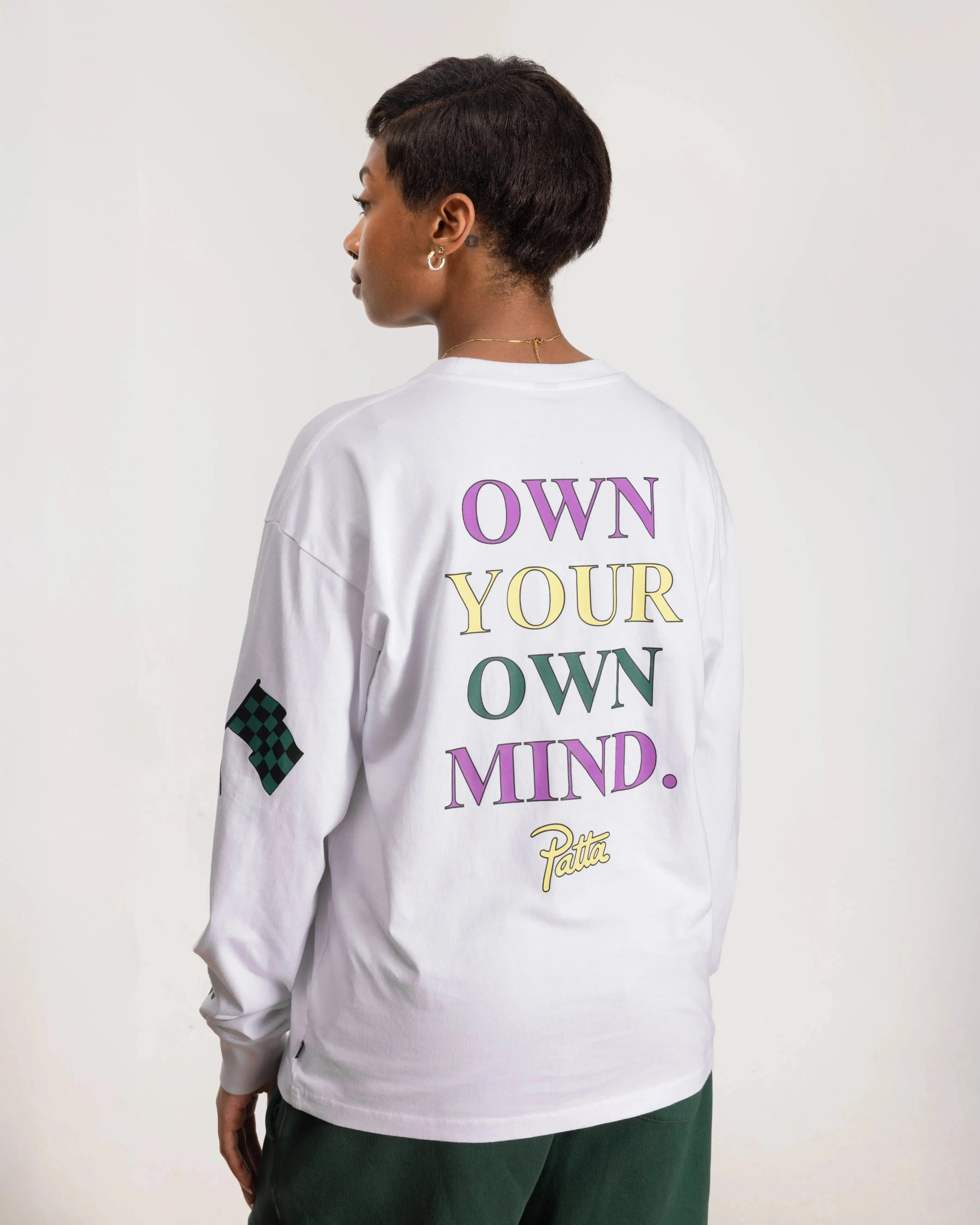 Patta Own Your Own Mind Long Sleeve T-Shirt (White) sold by Patta product image thumbnail 3