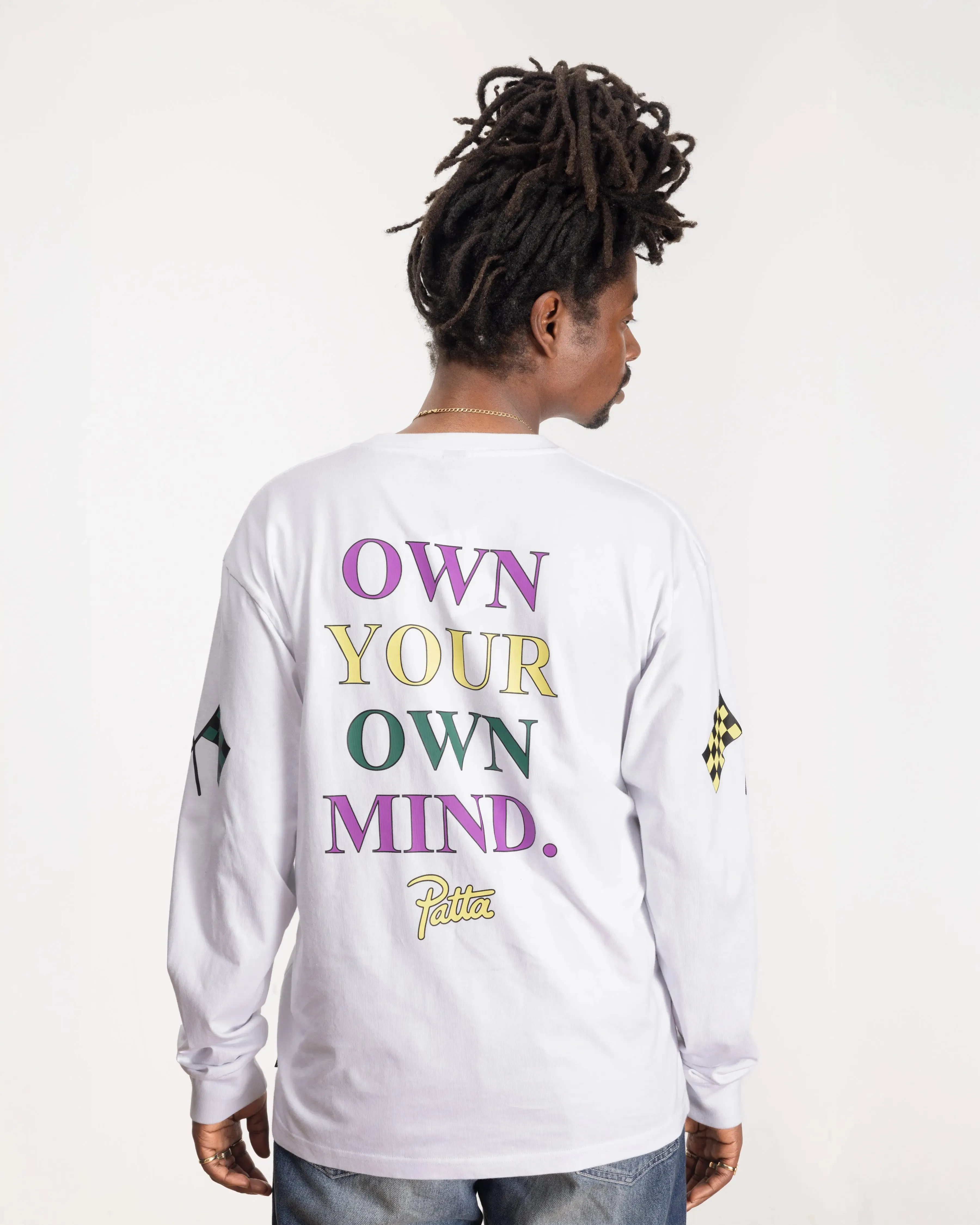 Patta Own Your Own Mind Long Sleeve T-Shirt (White) sold by Patta product image thumbnail 5