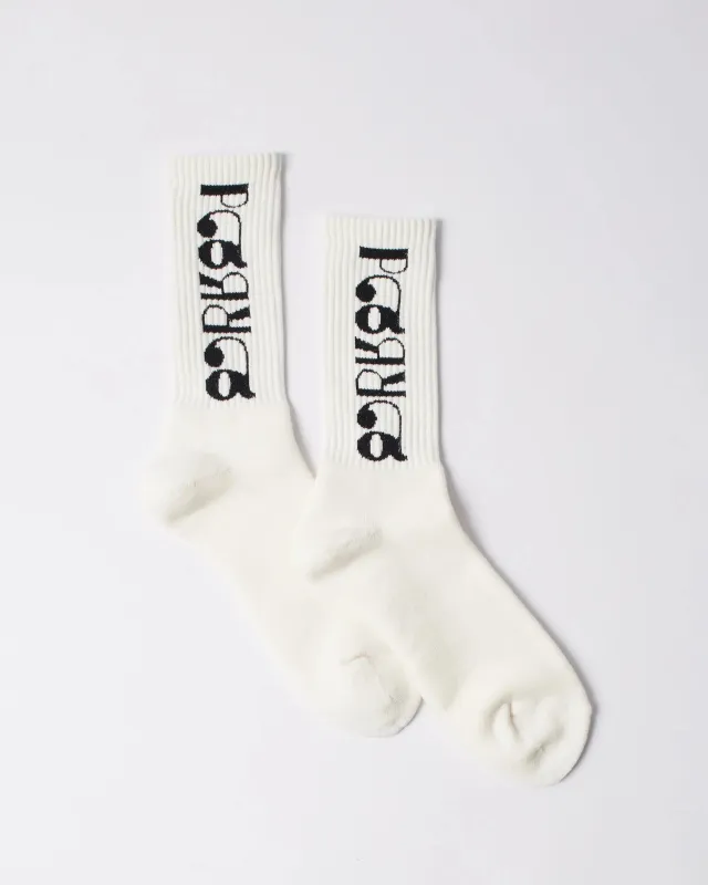 ByParra Tokyo logo crew socks (White) sold by Patta