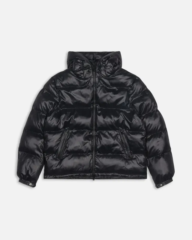 Patta Quilted Script Logo Puffer Jacket (Black) sold by Patta