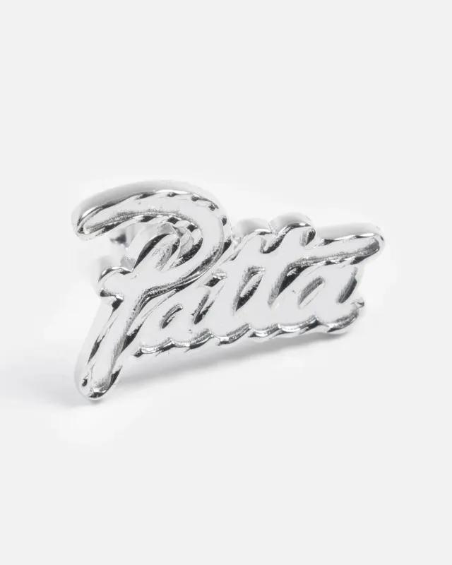 Patta Script Logo Silver Earring (Silver) sold by Patta