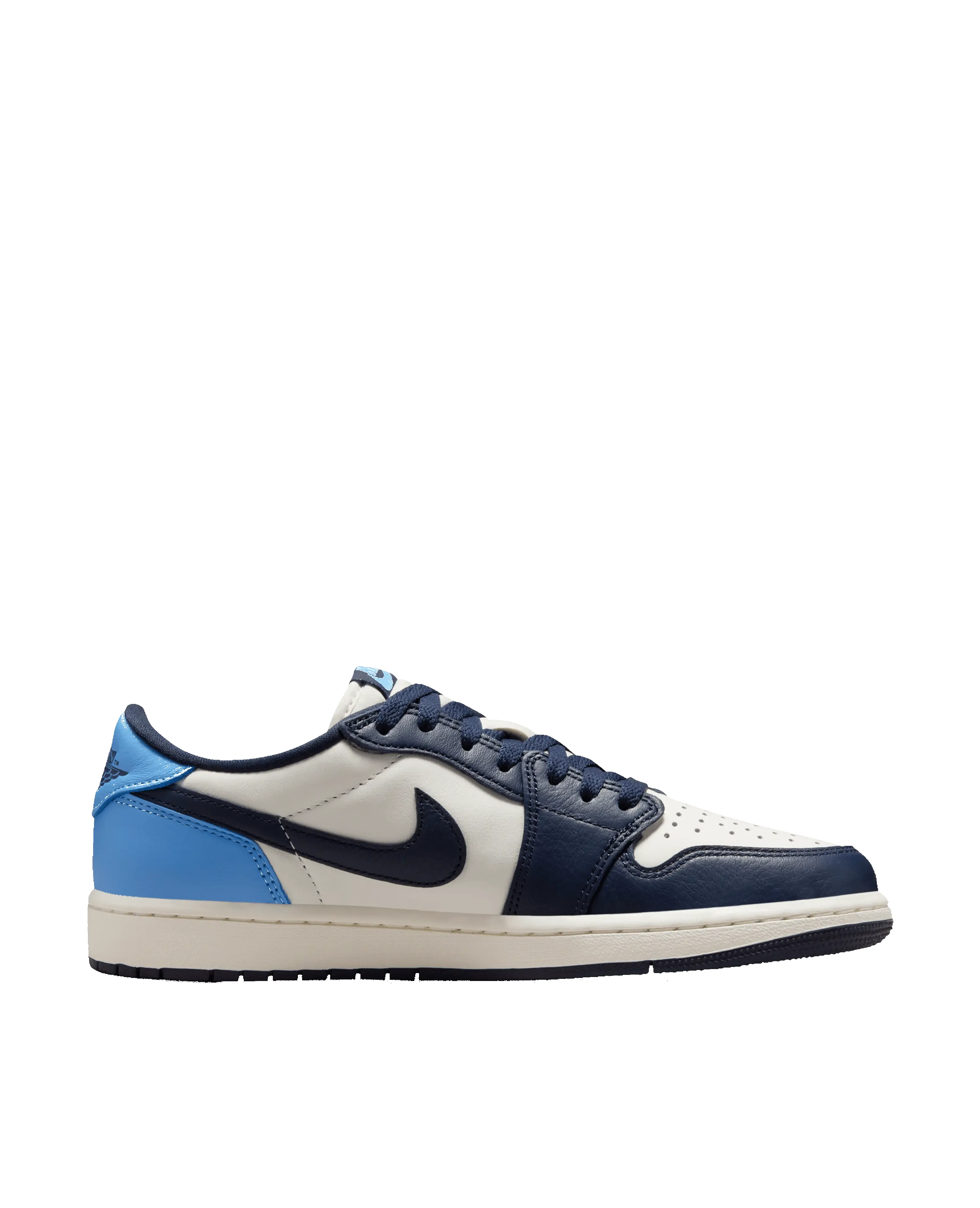 Air Jordan 1 Low OG (Obsidian/University Blue-Sail) sold by Patta