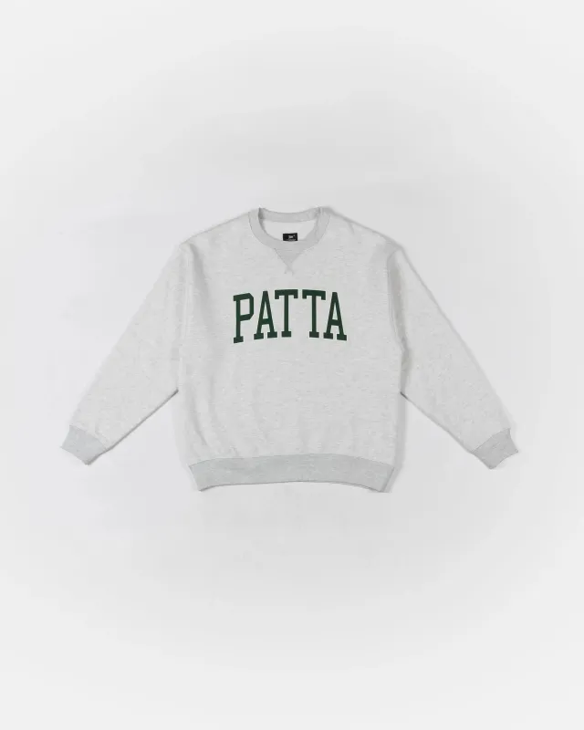 Patta Arc Logo Crewneck Sweater (Light Melange Grey) sold by Patta