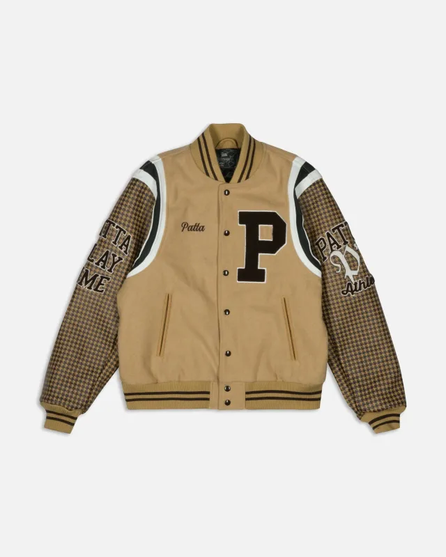 Patta Athletic P Houndstooth Varsity Jacket (Starfish) sold by Patta