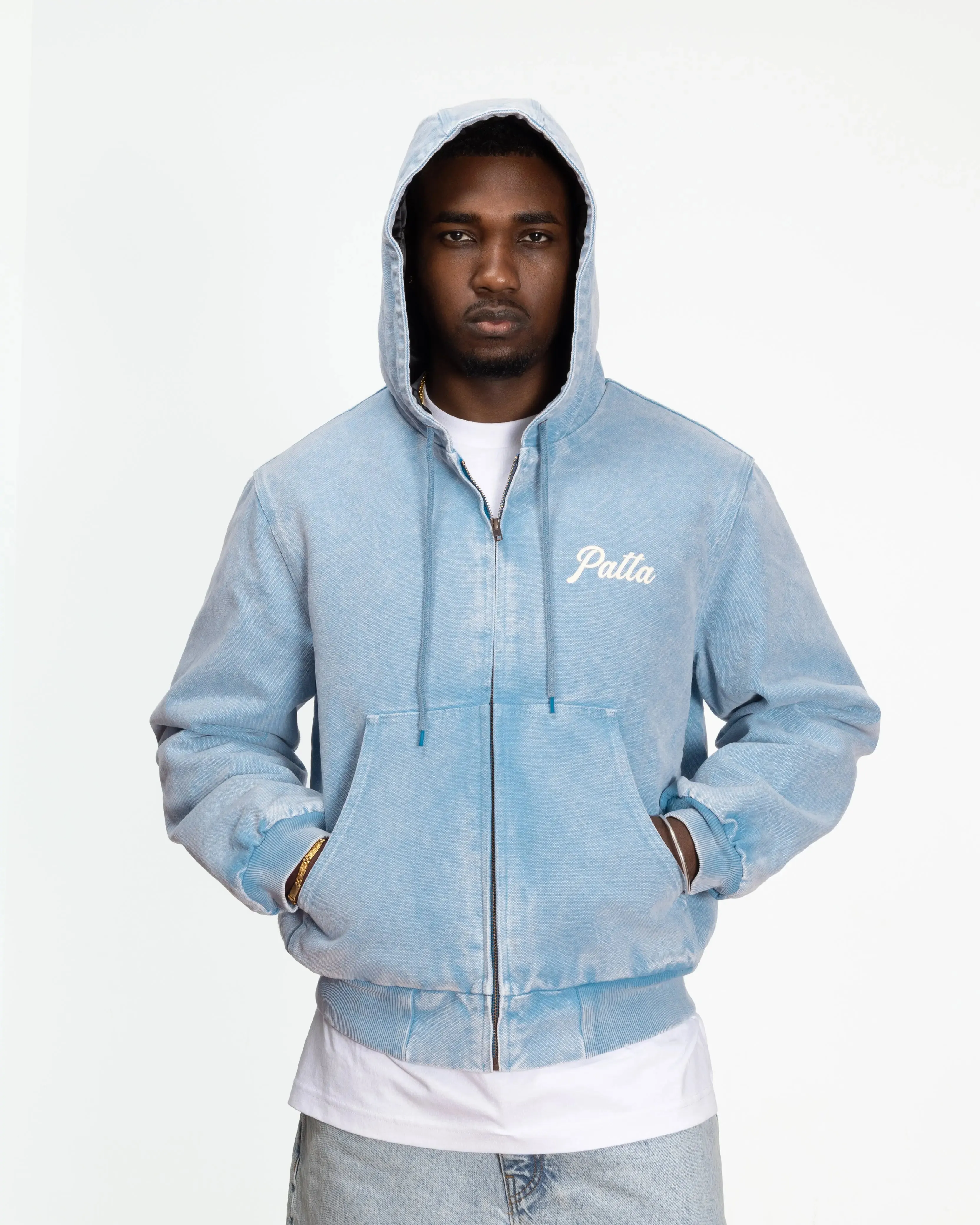Patta Peace Canvas Hooded Jacket (Light Blue Denim) sold by Patta product image thumbnail 3