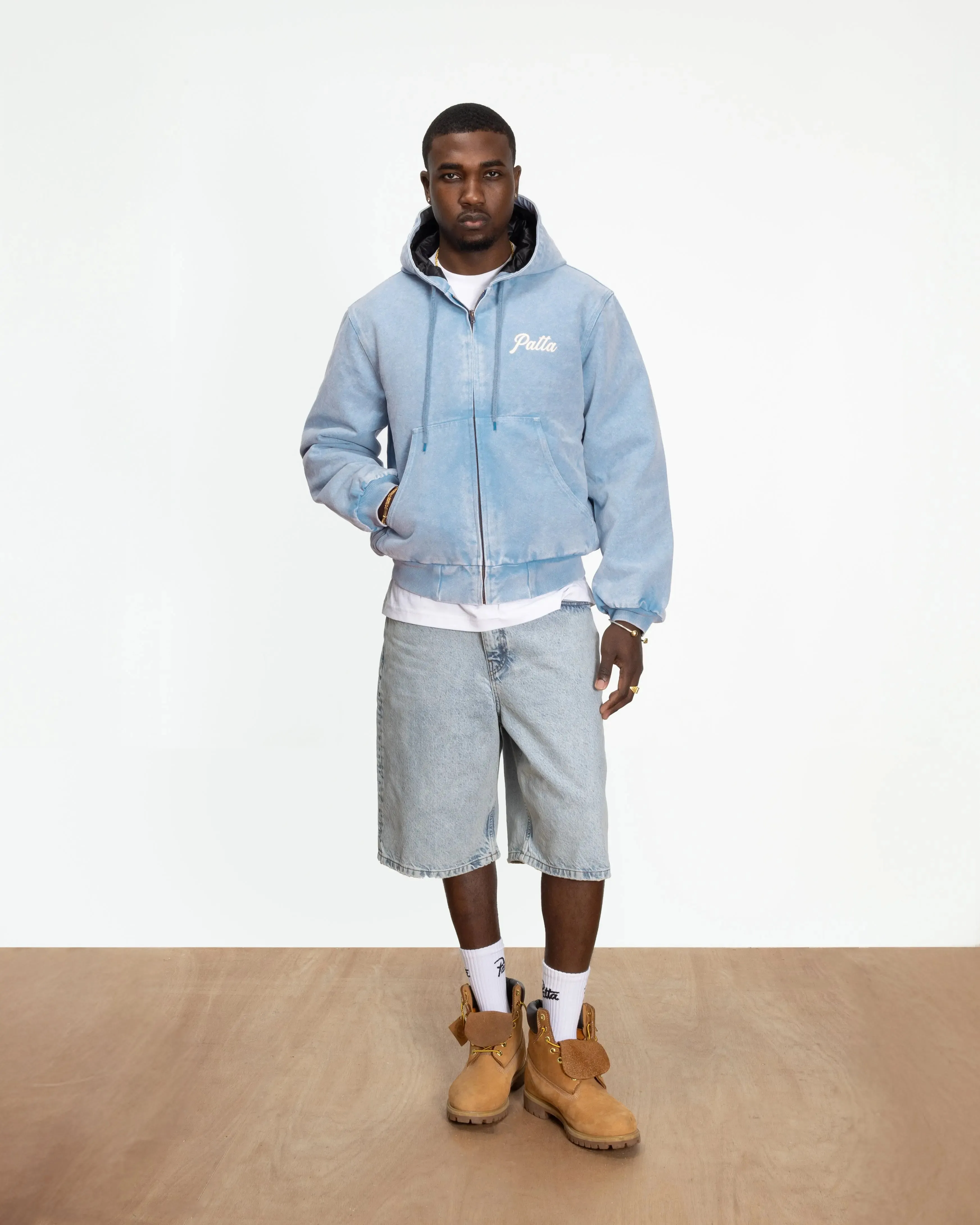 Patta Peace Canvas Hooded Jacket (Light Blue Denim) sold by Patta product image thumbnail 4