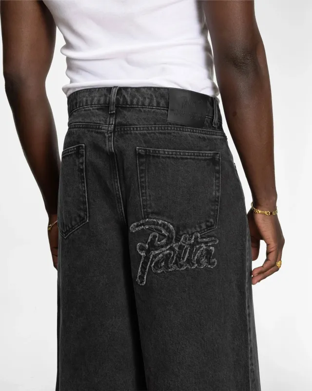 Patta Whiskers Denim Jorts (Black Denim) made by Patta