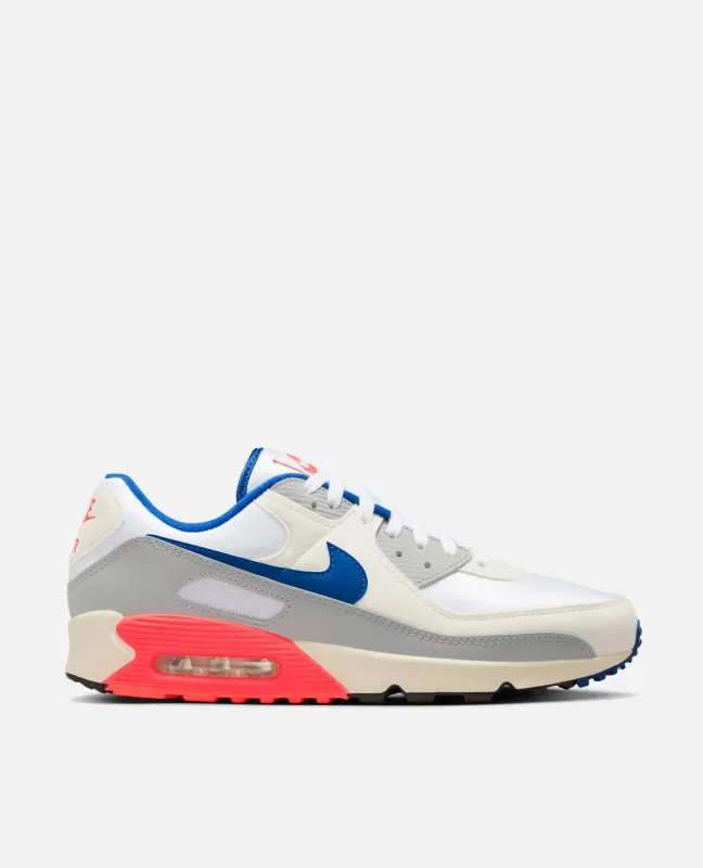 Nike Air Max 90 Qs (Light Base Grey/Sport Royal-Coconut Milk-White-Platinum Tint-Siren Red) made by Nike