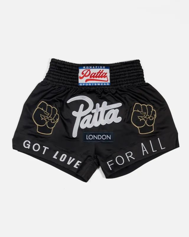 Patta London Chapter Muay Thai Shorts (Black) made by Patta