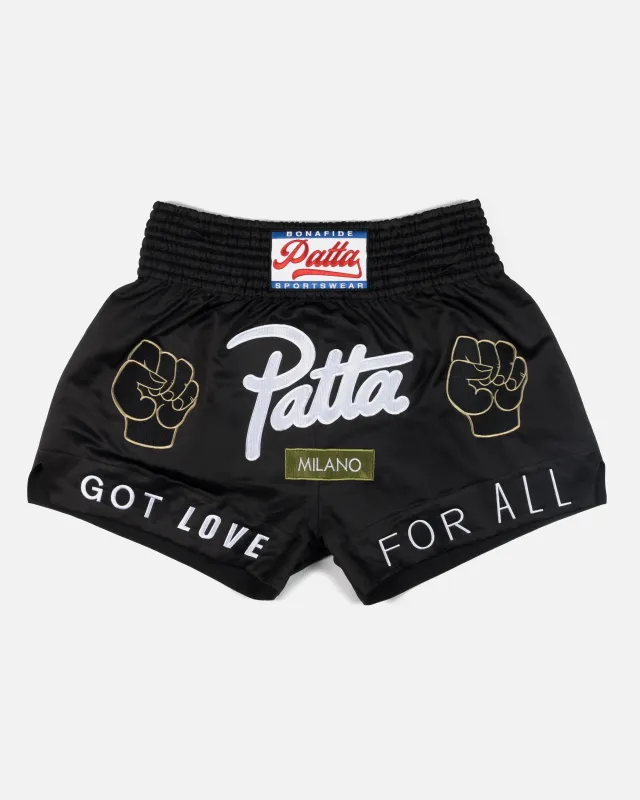 Patta Milano Chapter Muay Thai Shorts (Black) made by Patta