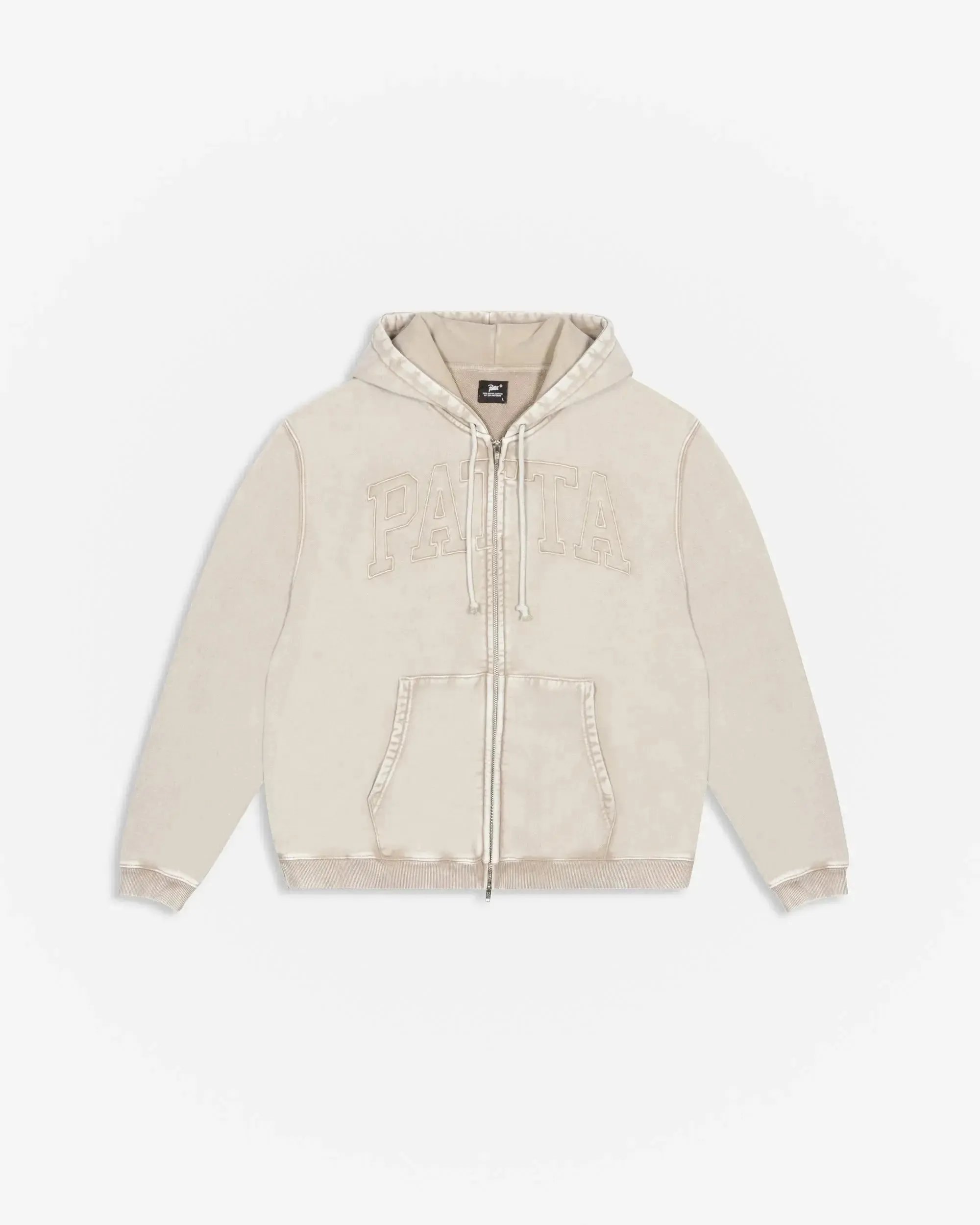 Patta Loopback Logo Zip Hooded Sweater Irish Cream (EA) sold by Patta