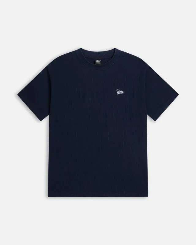 Patta Waffle Script Logo T-Shirt (Black Iris) made by Patta
