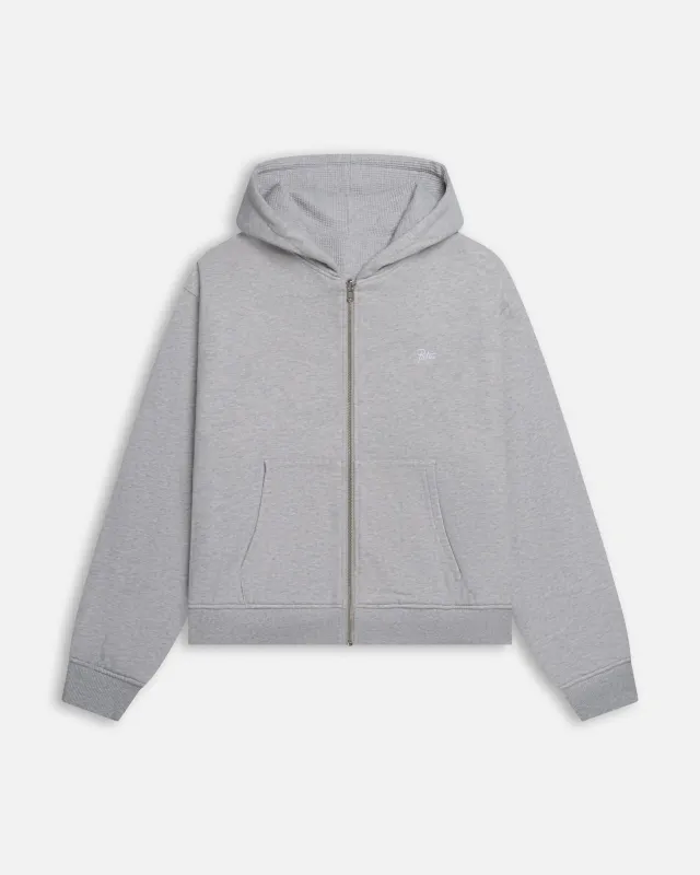 Patta Waffle Reversible Zip Up Hooded Sweater (Grey heather) made by Patta