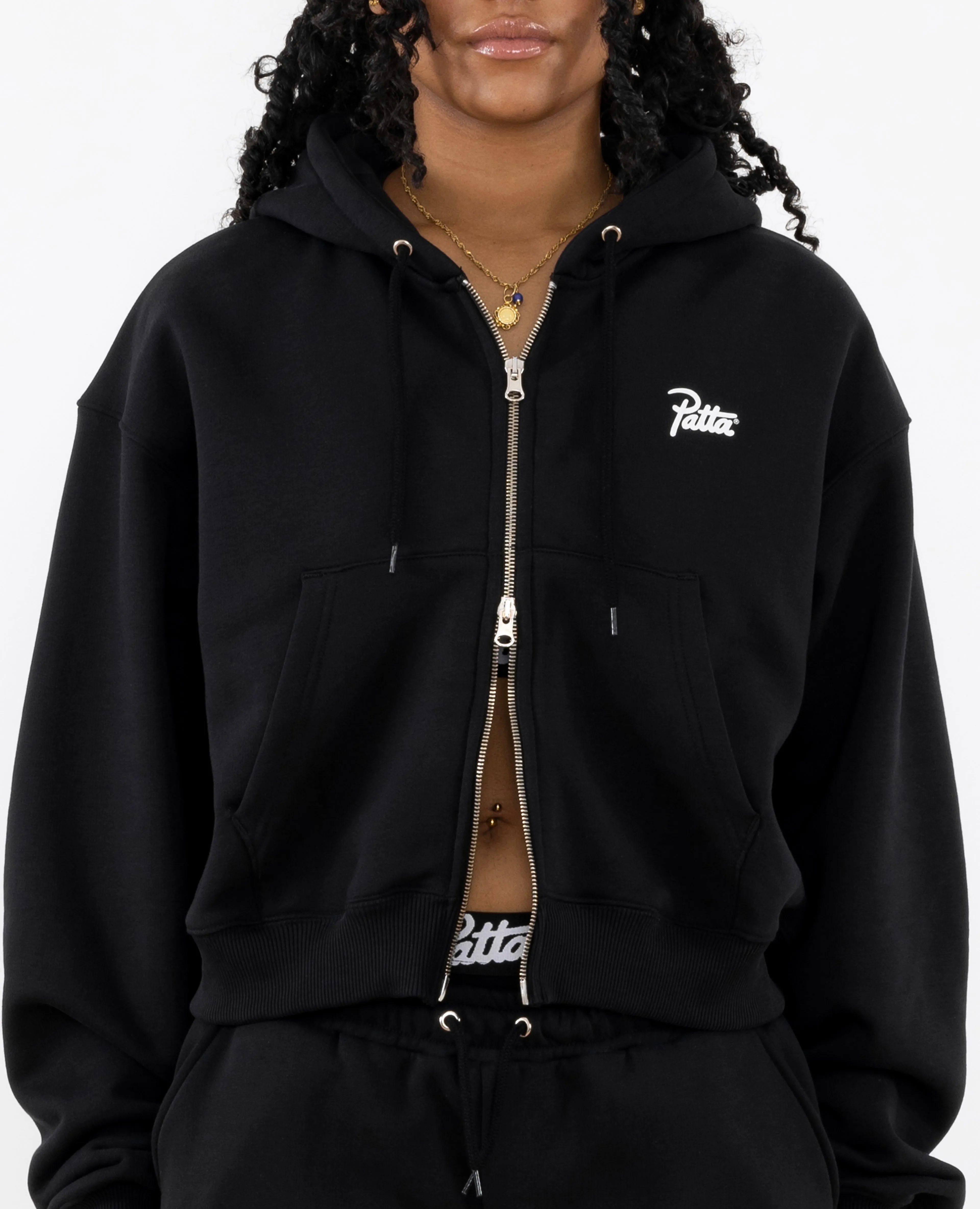 Patta Femme Basic Cropped Zip Hooded Sweater (Black) sold by Patta product image thumbnail 2