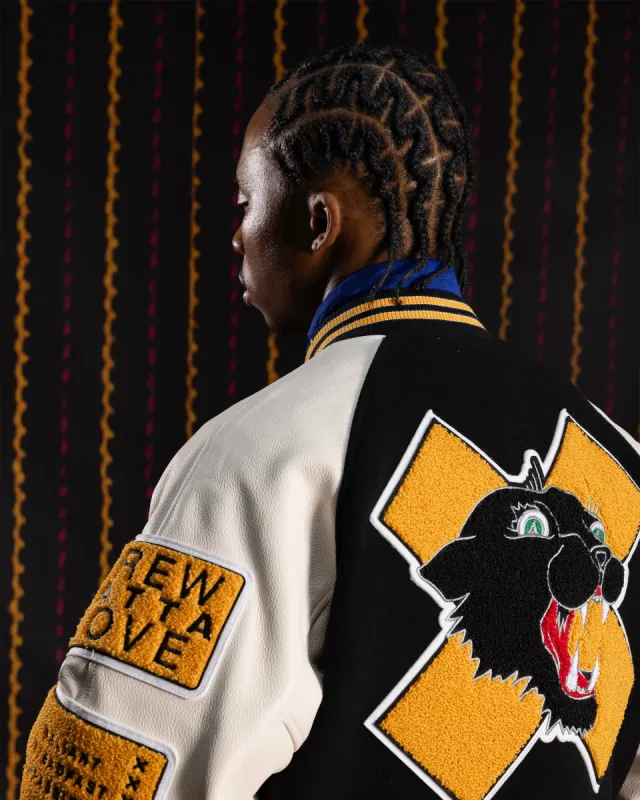 Nike x Patta Running Team Varsity Jacket (Black/Yellow-White