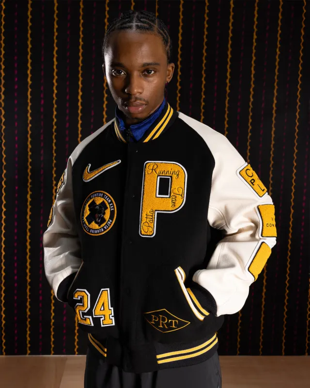Nike x Patta Running Team Varsity Jacket (Black/Yellow-White