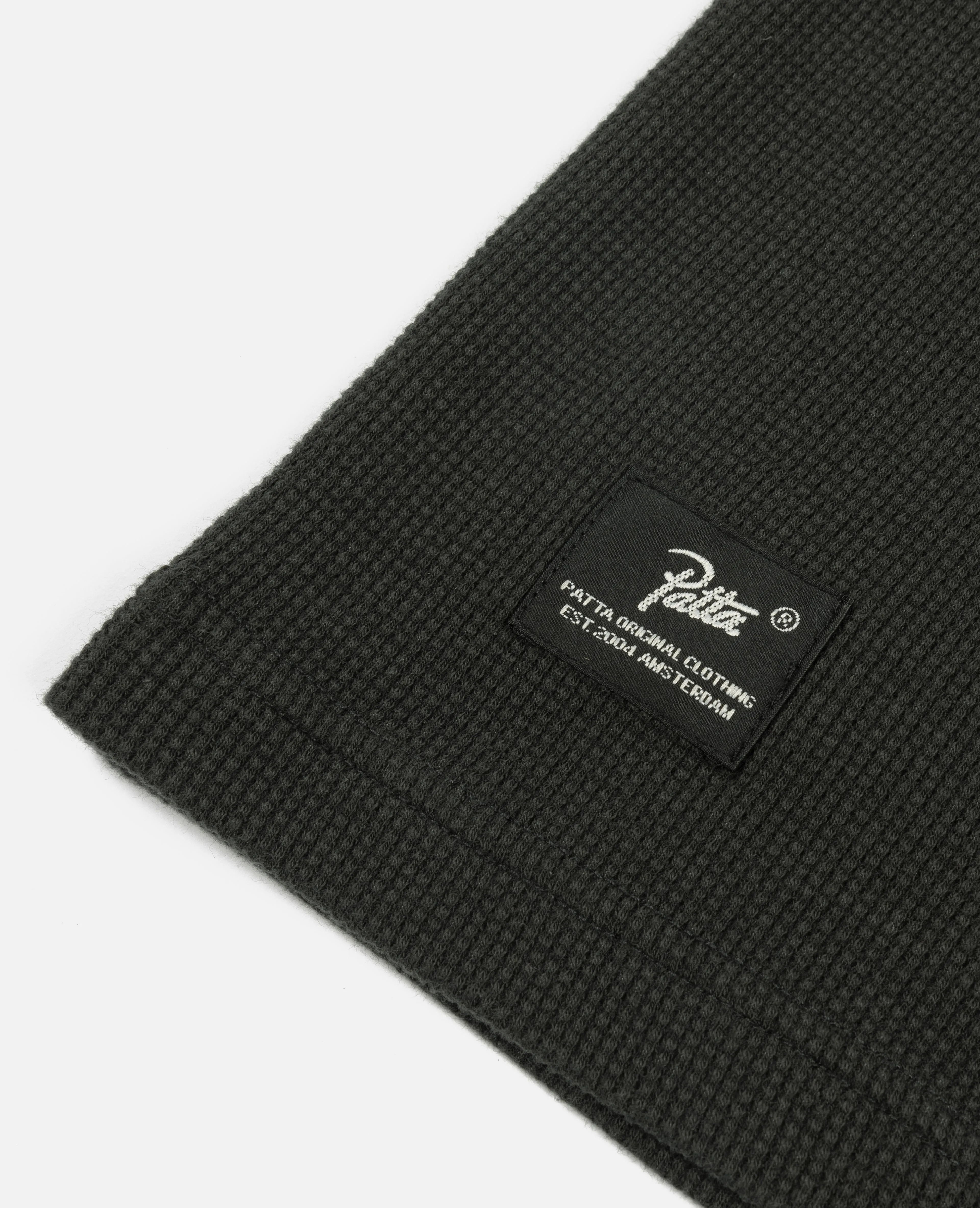 Patta Basic Waffle Longsleeve T-Shirt (Pirate Black) sold by Patta product image thumbnail 3