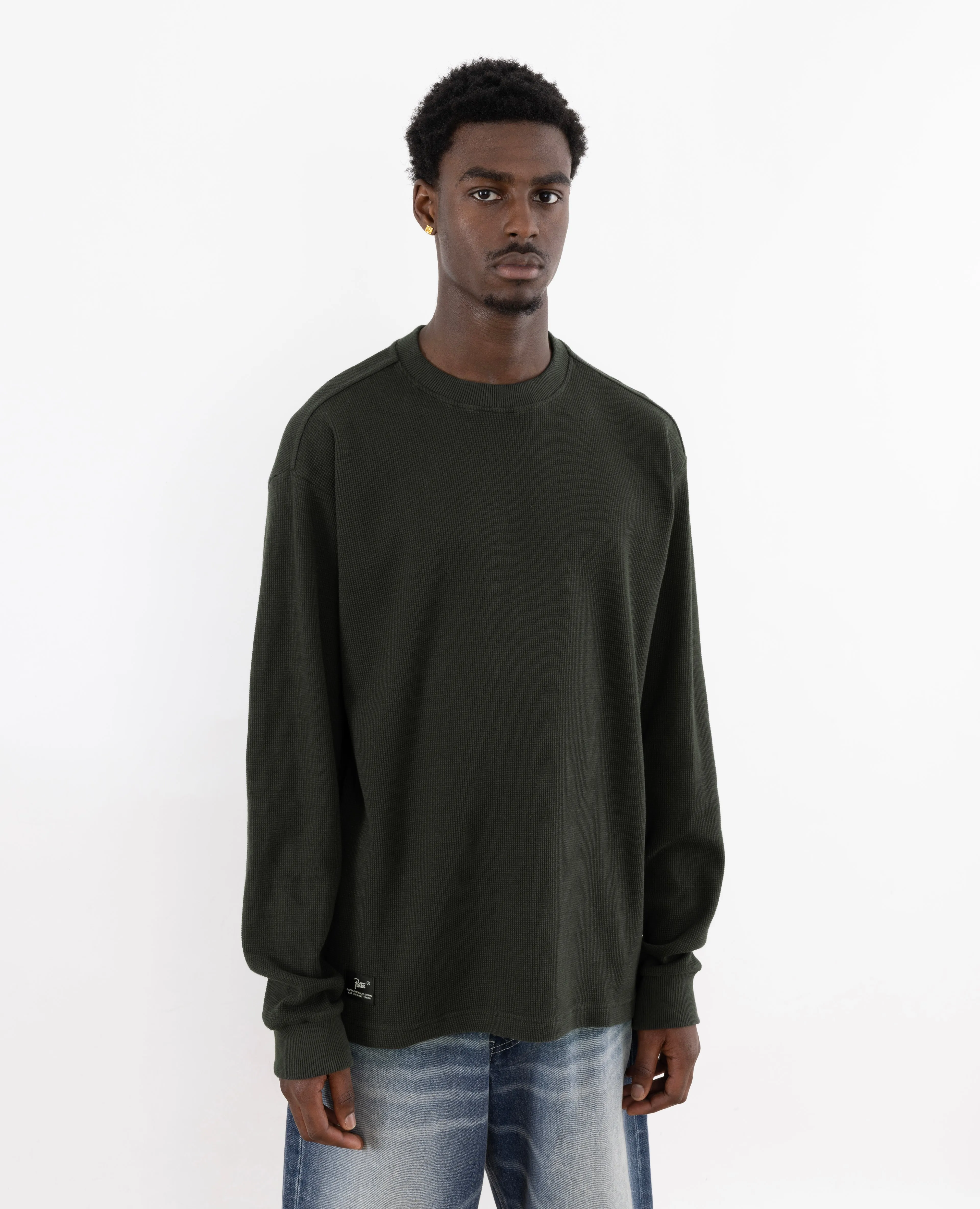 Patta Basic Waffle Longsleeve T-Shirt (Pirate Black) sold by Patta product image thumbnail 5